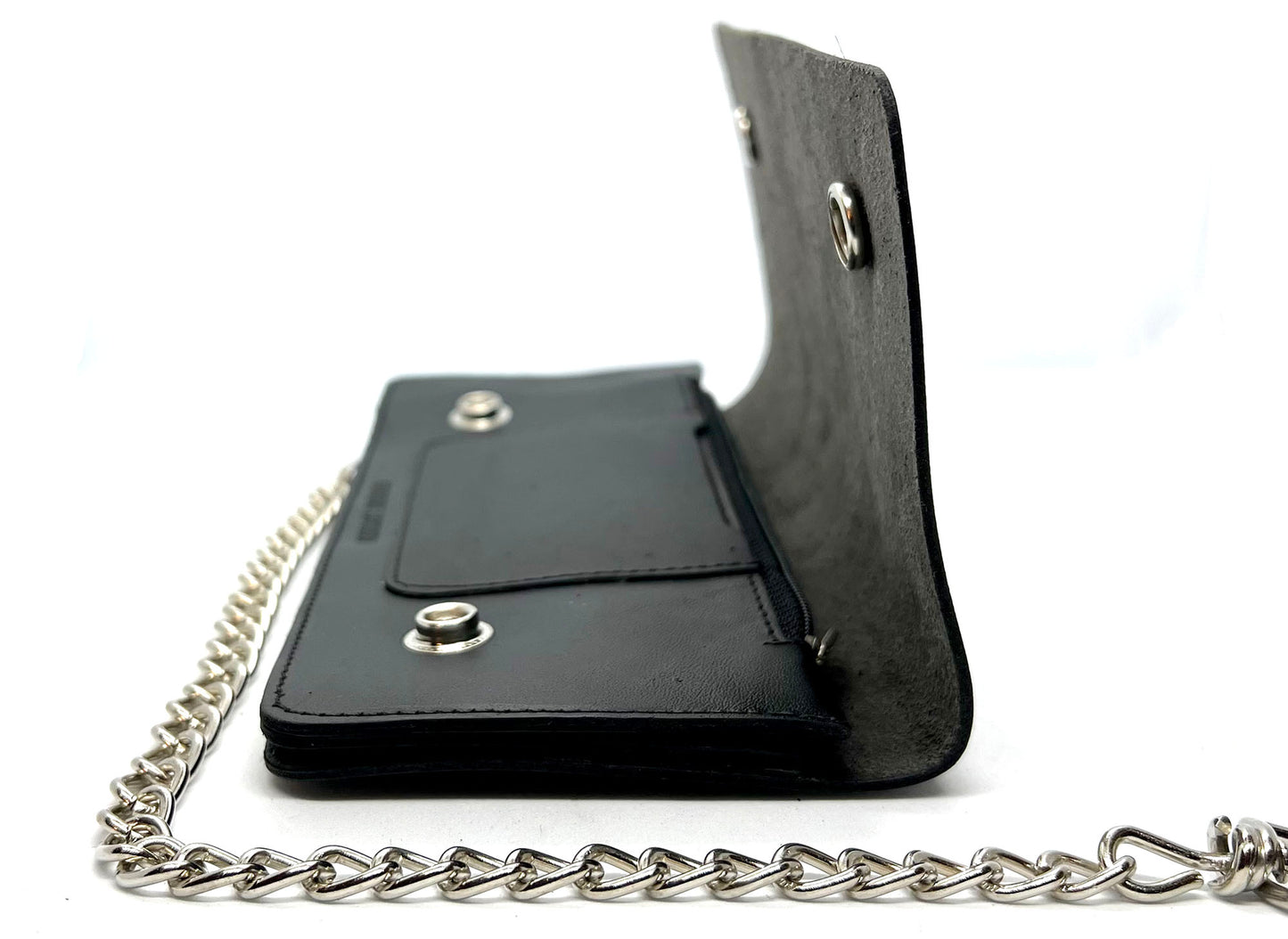 Genuine Leather Men's Biker's Long Wallet Trucker Motorcycle Trucker Steel Chain
