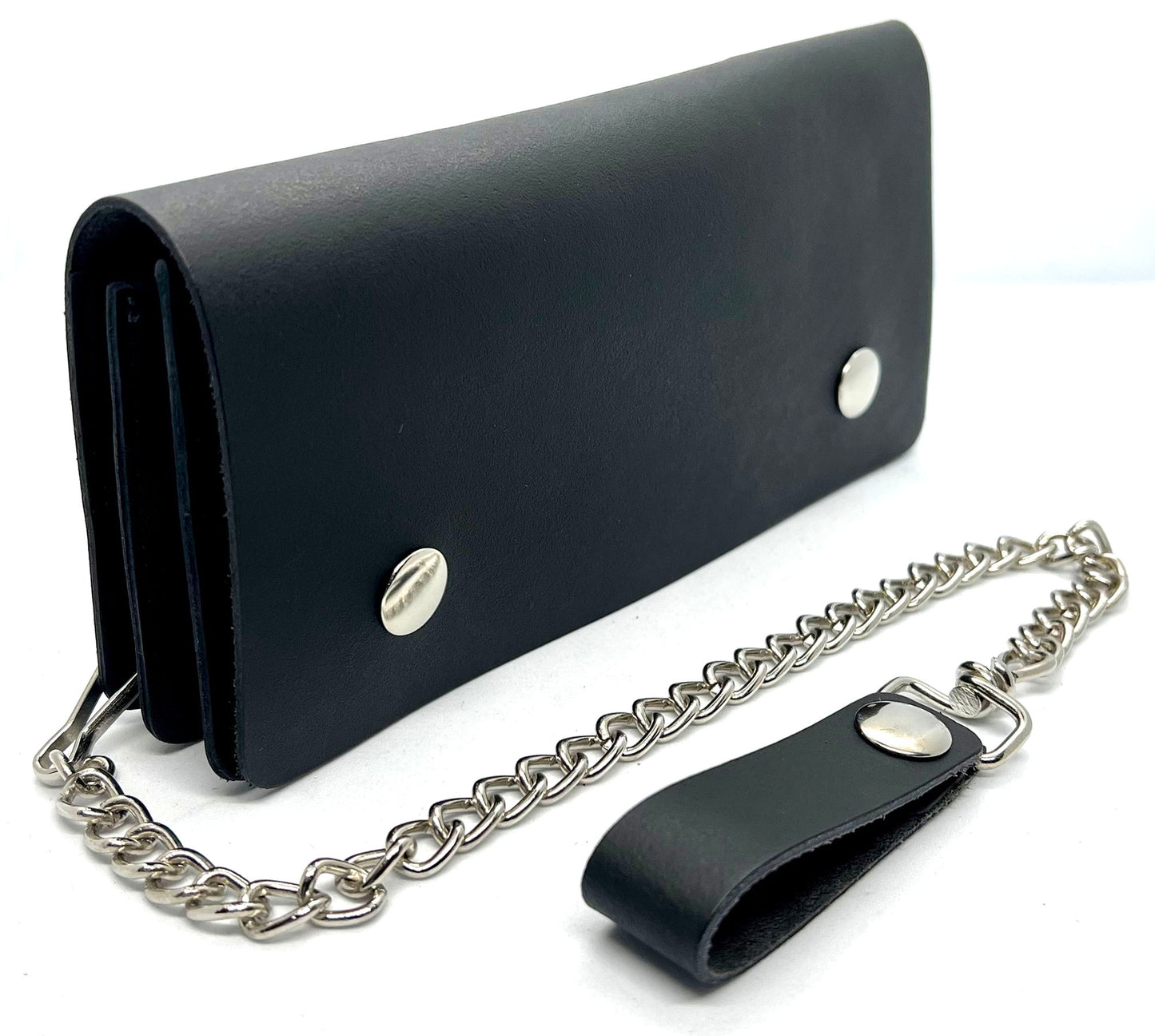 Genuine Leather Men's Biker's Long Wallet Trucker Motorcycle Trucker Steel Chain