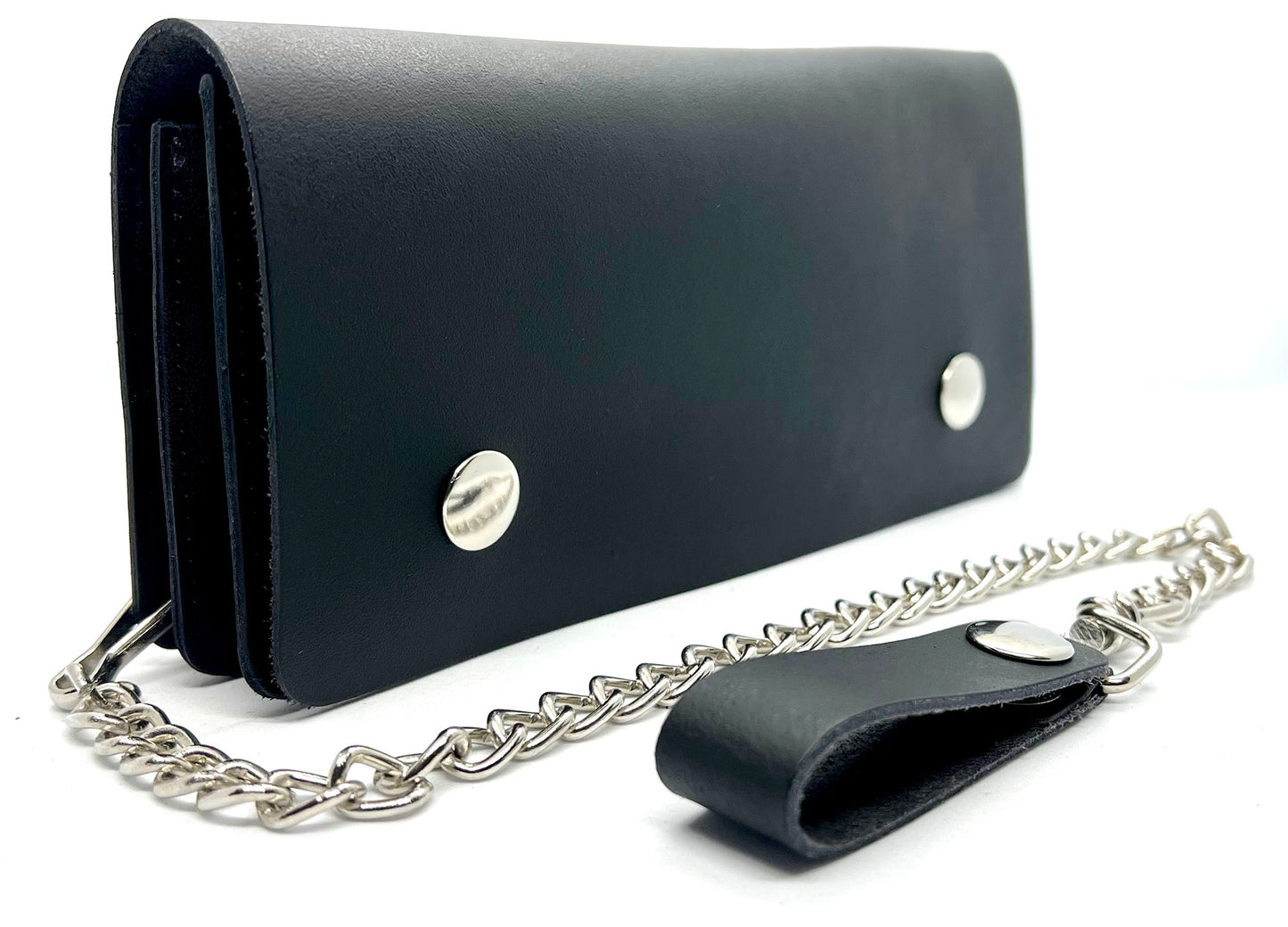 Genuine Leather Men's Biker's Long Wallet Trucker Motorcycle Trucker Steel Chain
