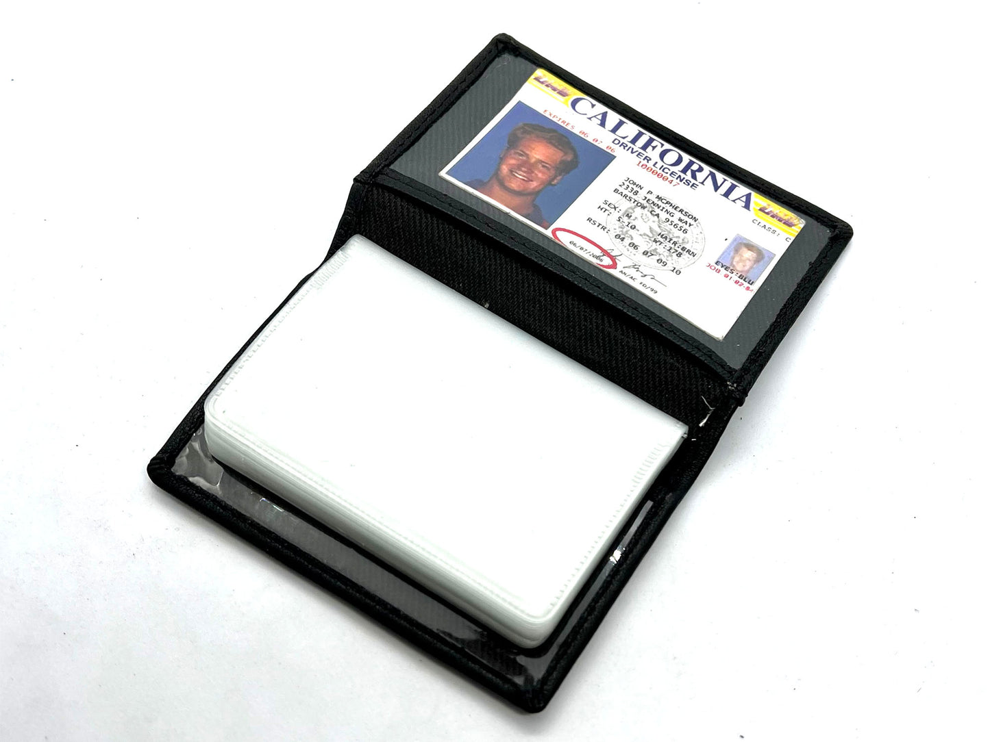 Black Leather Business Credit Card Wallet Pocket Organizer Clear Sleeve Insert