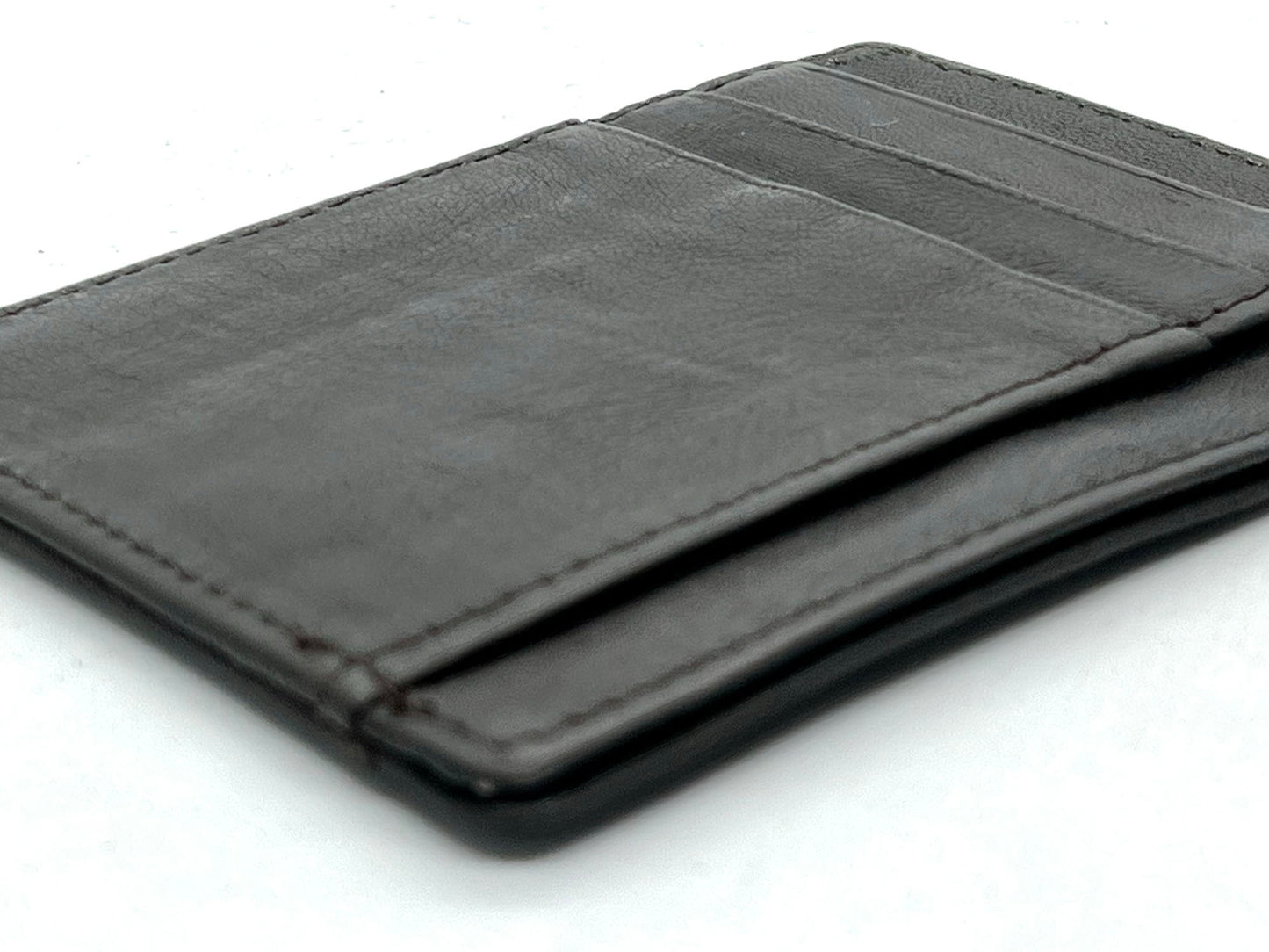 RFID Blocking Hunter Brown Men's Slim Vintage Genuine Leather Front Pocket Wallet Thin Card Holder