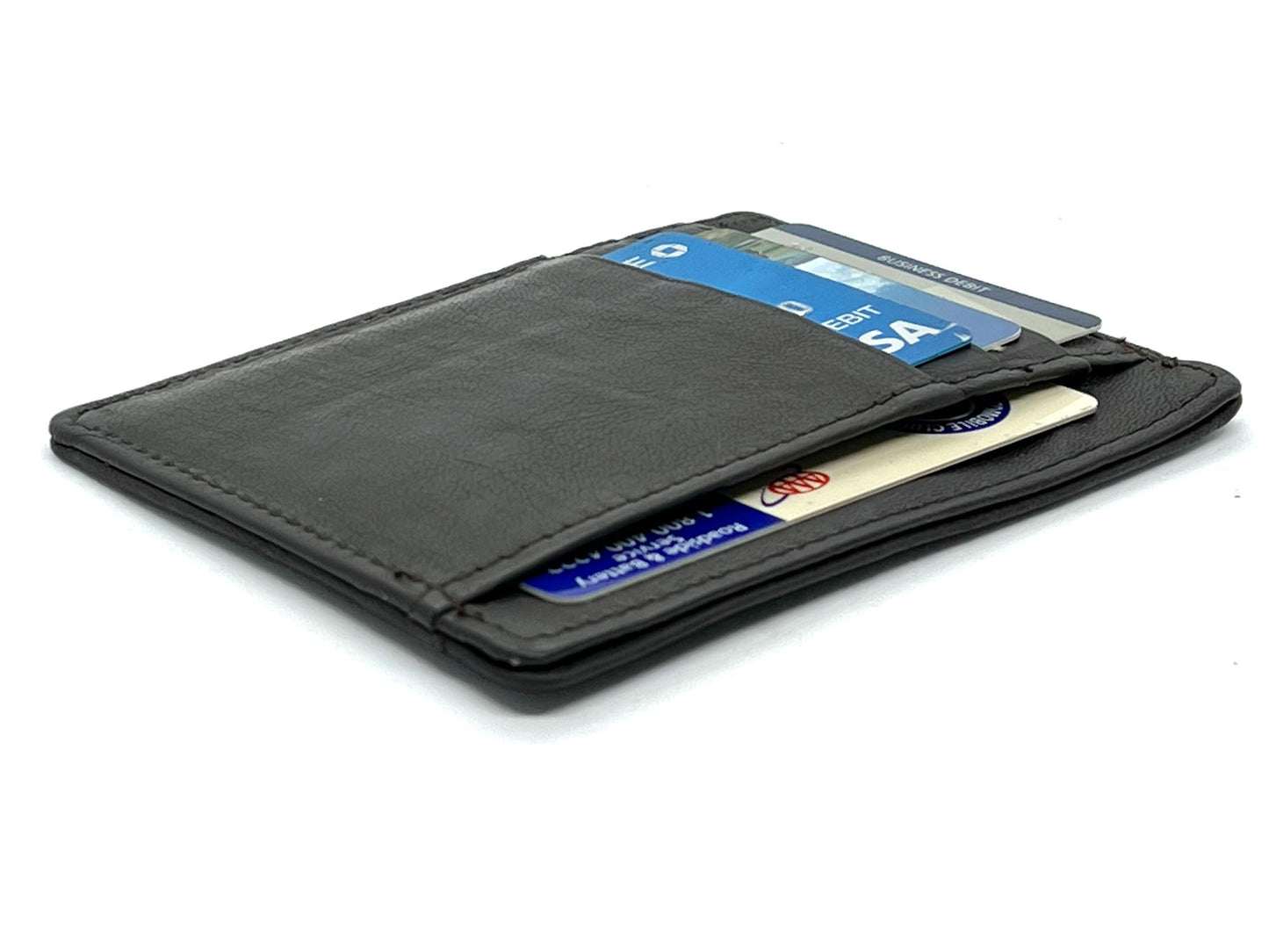 RFID Blocking Hunter Brown Men's Slim Vintage Genuine Leather Front Pocket Wallet Thin Card Holder