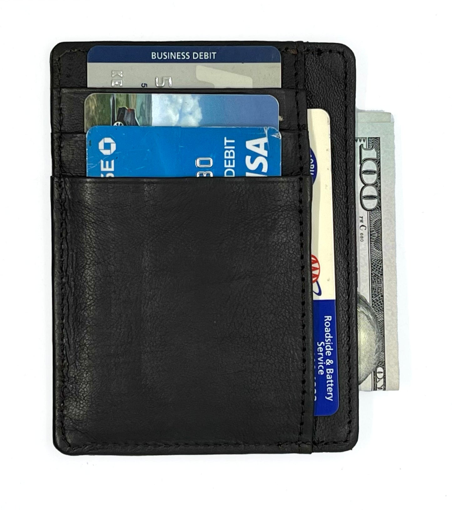 RFID Blocking Hunter Brown Men's Slim Vintage Genuine Leather Front Pocket Wallet Thin Card Holder