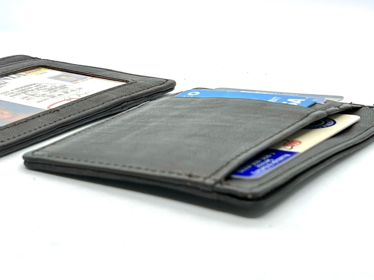 RFID Blocking Hunter Brown Men's Slim Vintage Genuine Leather Front Pocket Wallet Thin Card Holder