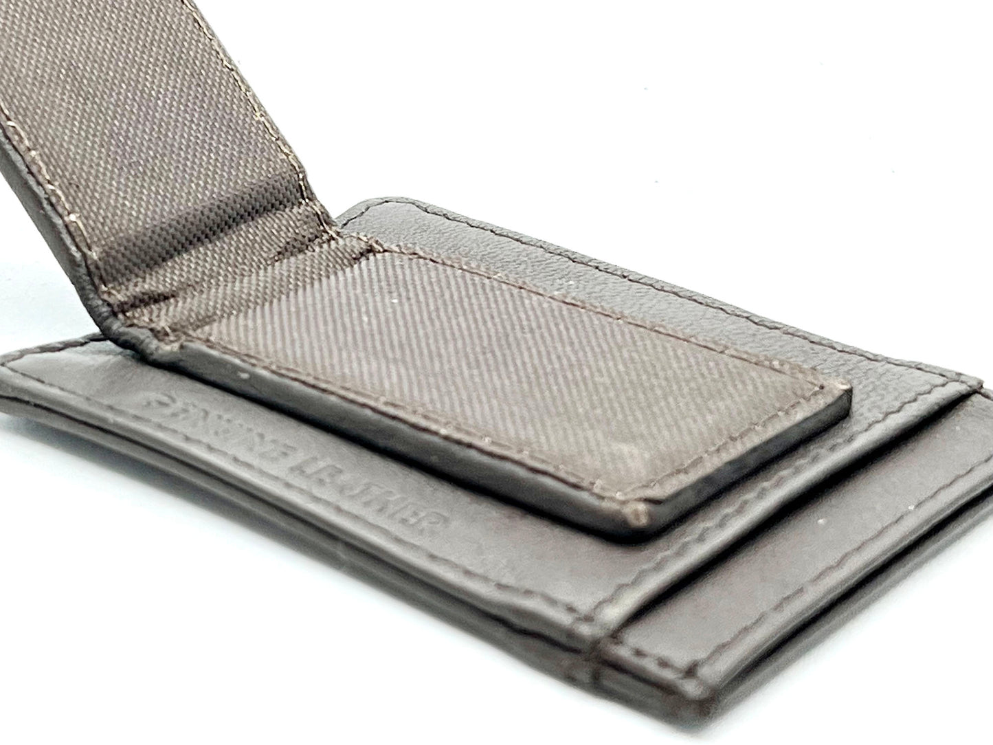 RFID Blocking Genuine Leather Money Clip ID Card Holder Slim Flat Magnetic Clip