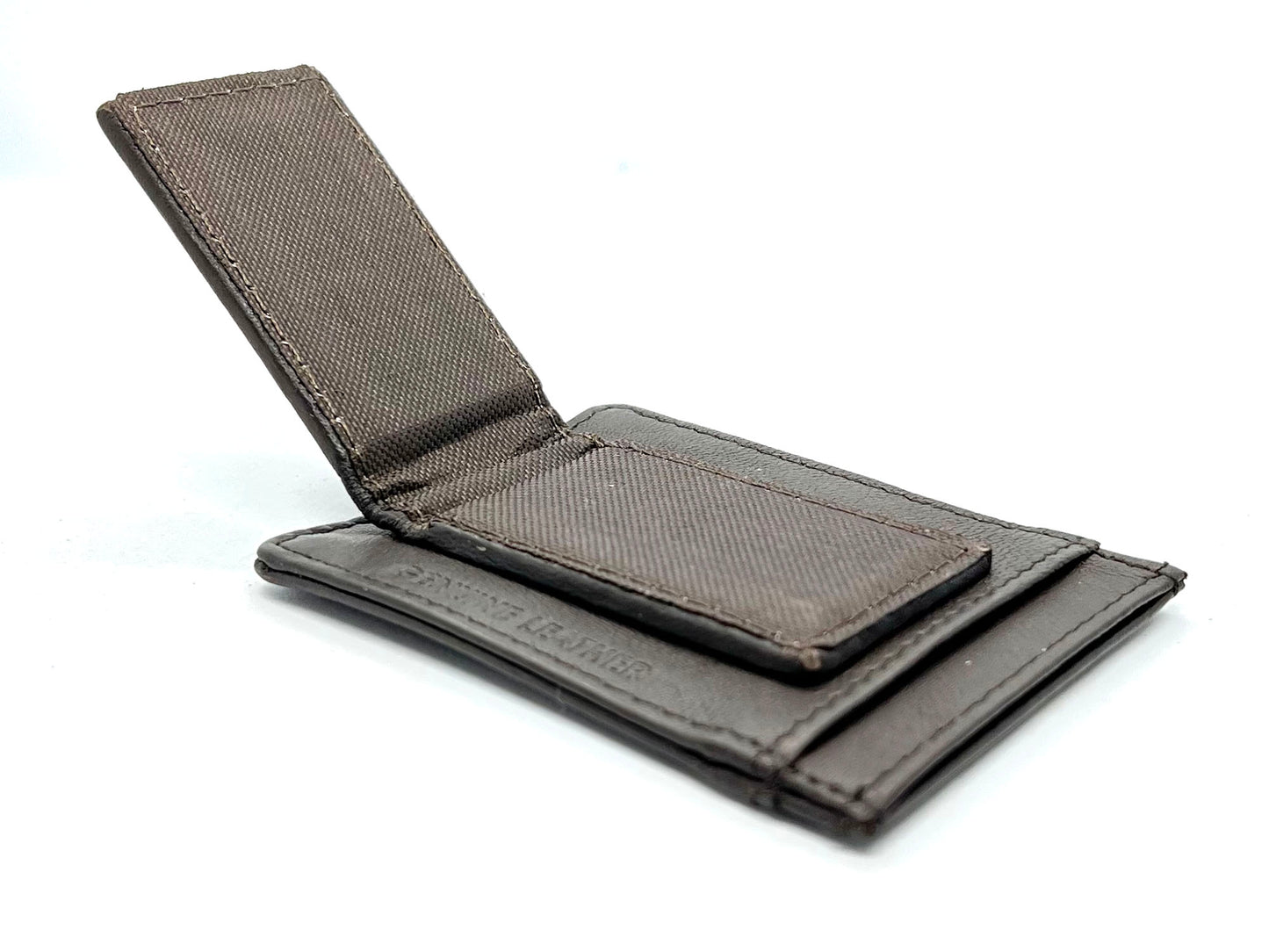 RFID Blocking Genuine Leather Money Clip ID Card Holder Slim Flat Magnetic Clip