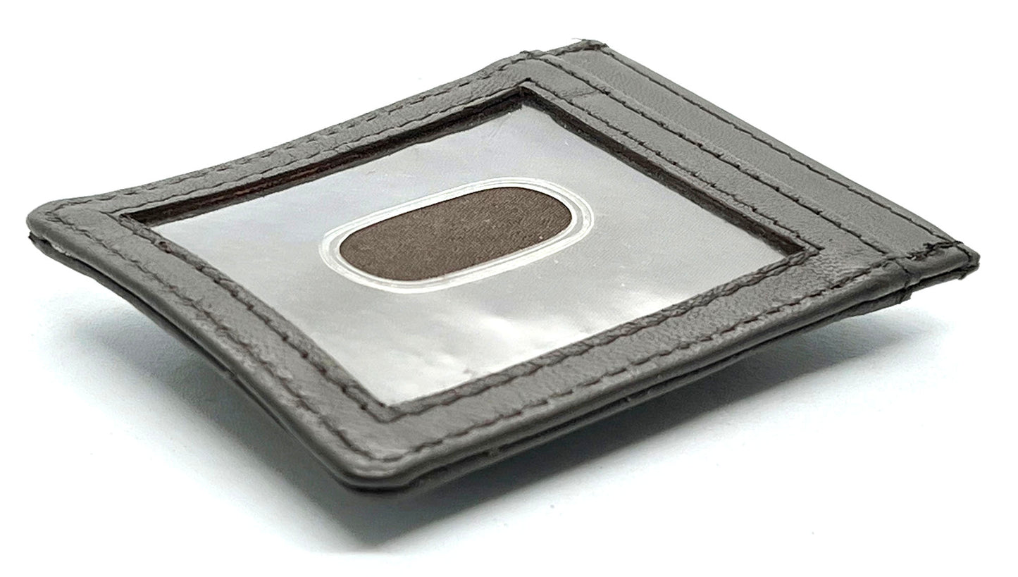 RFID Blocking Genuine Leather Money Clip ID Card Holder Slim Flat Magnetic Clip