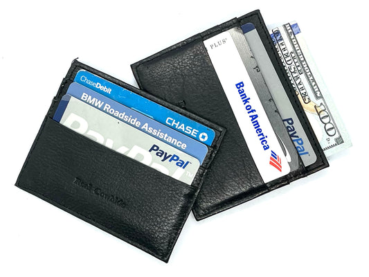 Black Leather Men's Wallet Credit Card Bifold Holder Minimalist