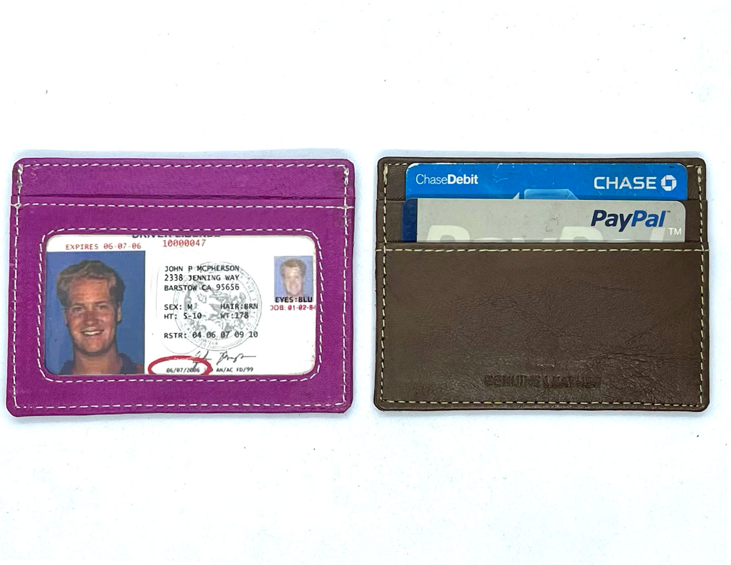 Genuine Leather Slim Wallet 2 Credit Card Case Sleeve Minimalist Front Pocket ID Holder