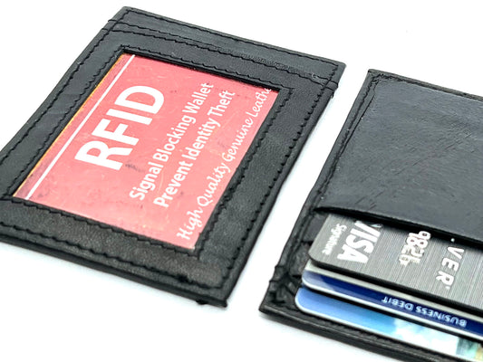 RFID Blocking Men's Genuine Leather ID 8 Card Bifold Card Holder Wallet Set of 2