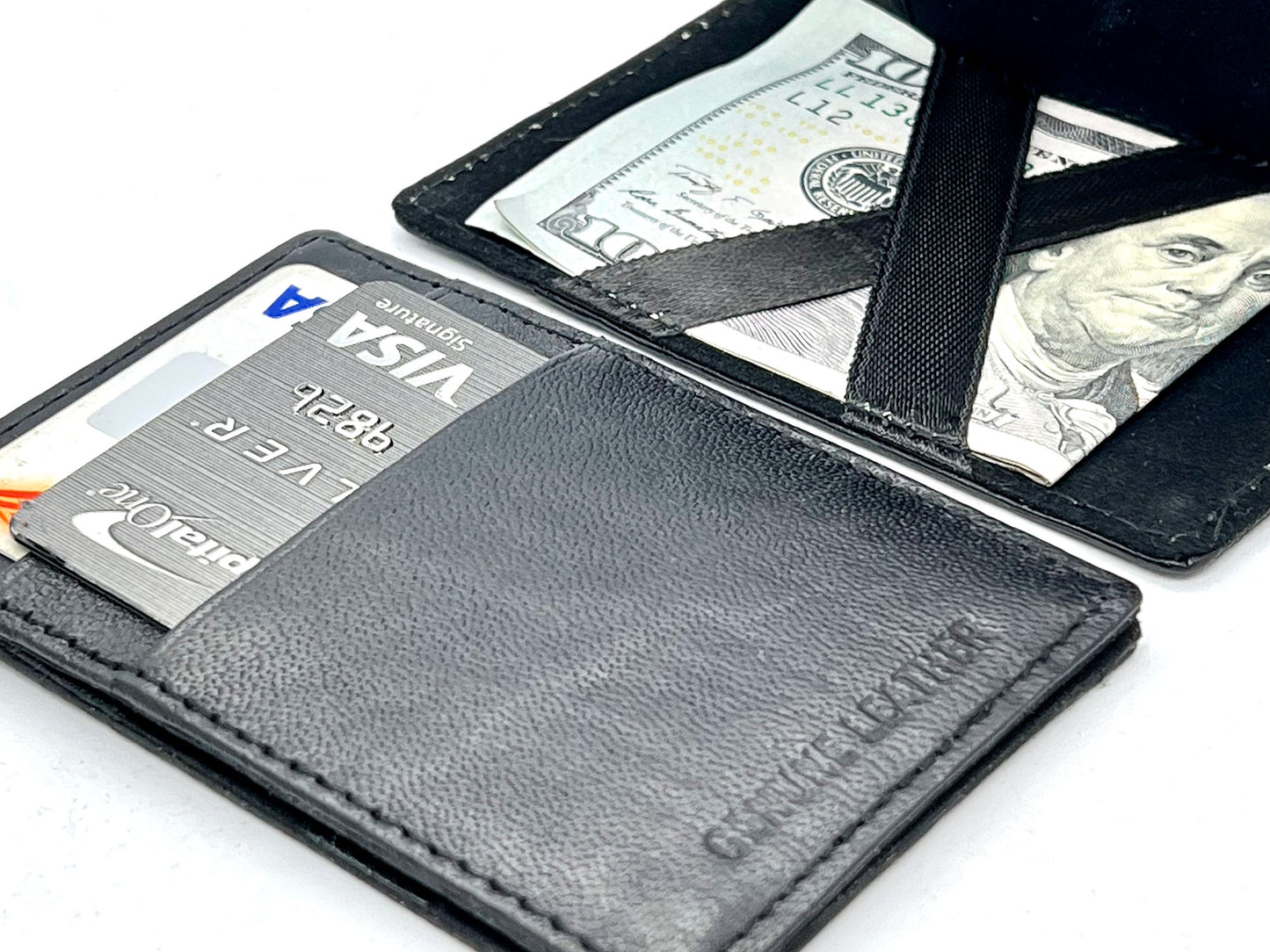 Genuine Leather Magic Wallet Slim Credit Card Bill fold Note Holder