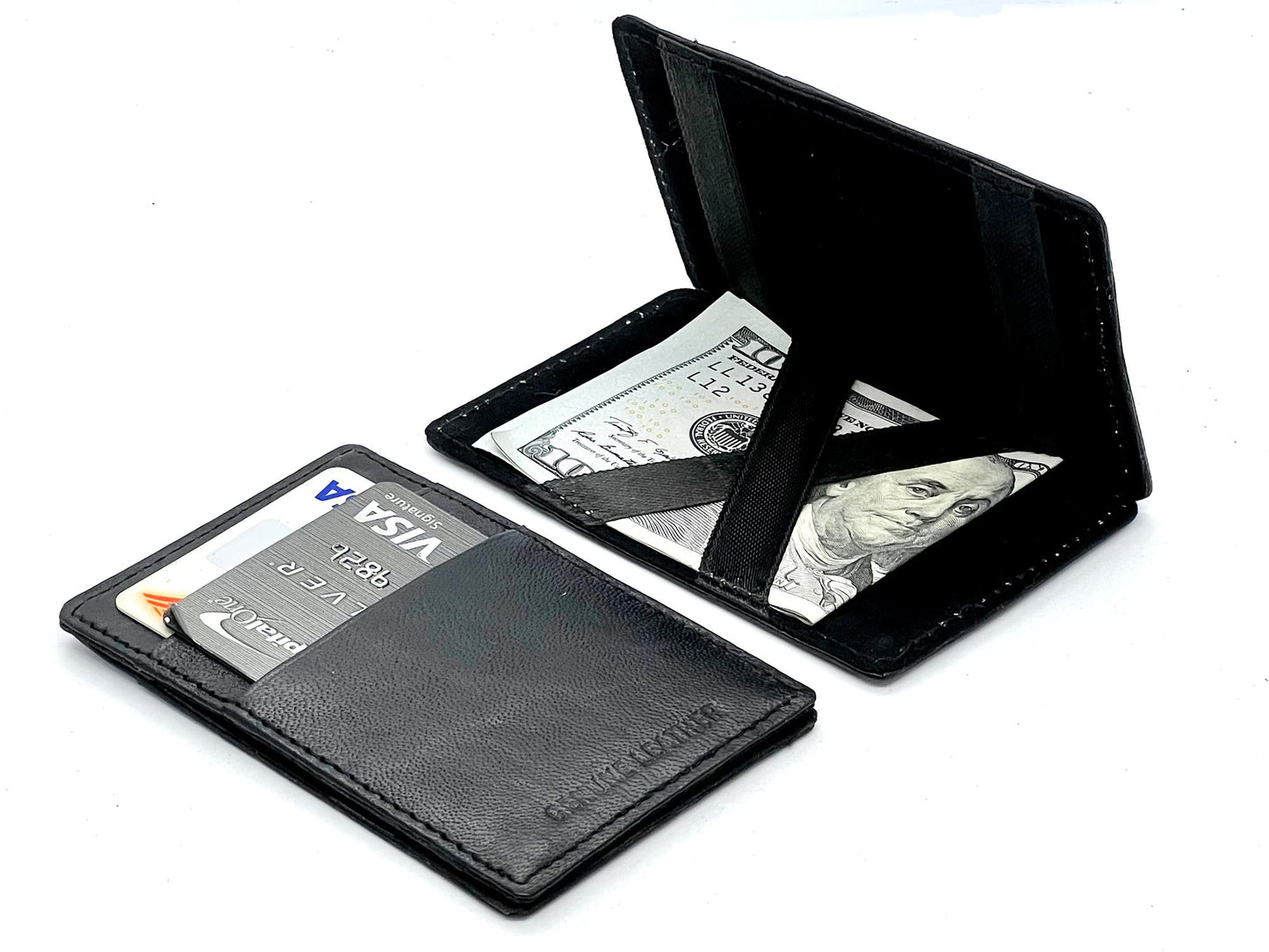 Genuine Leather Magic Wallet Slim Credit Card Bill fold Note Holder