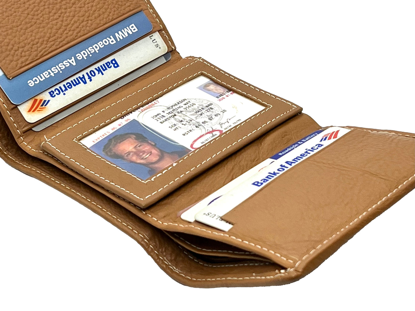 RFID Blocking Premium Leather enter Flap Trifold Wallet Center Flap