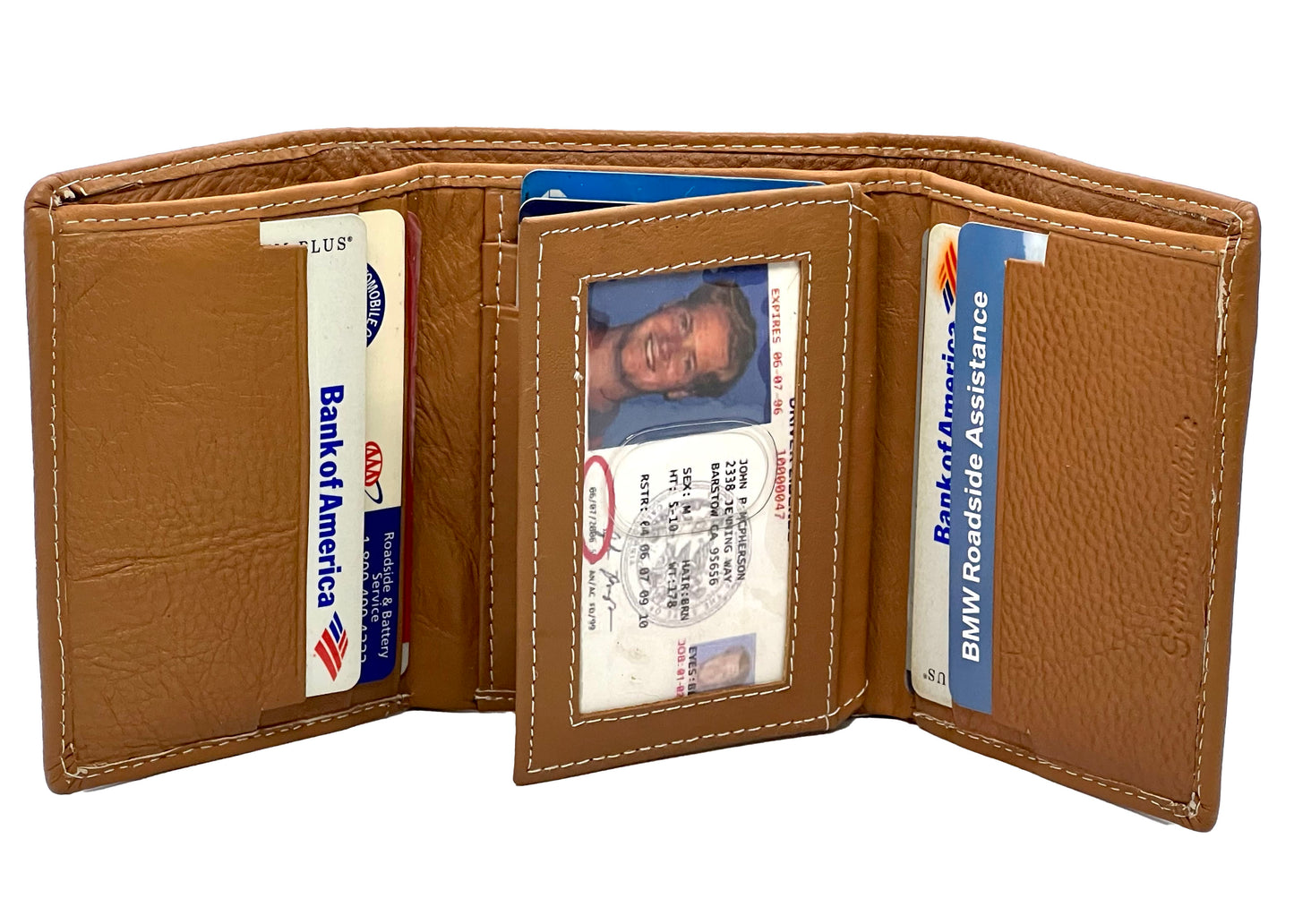 RFID Blocking Premium Leather enter Flap Trifold Wallet Center Flap