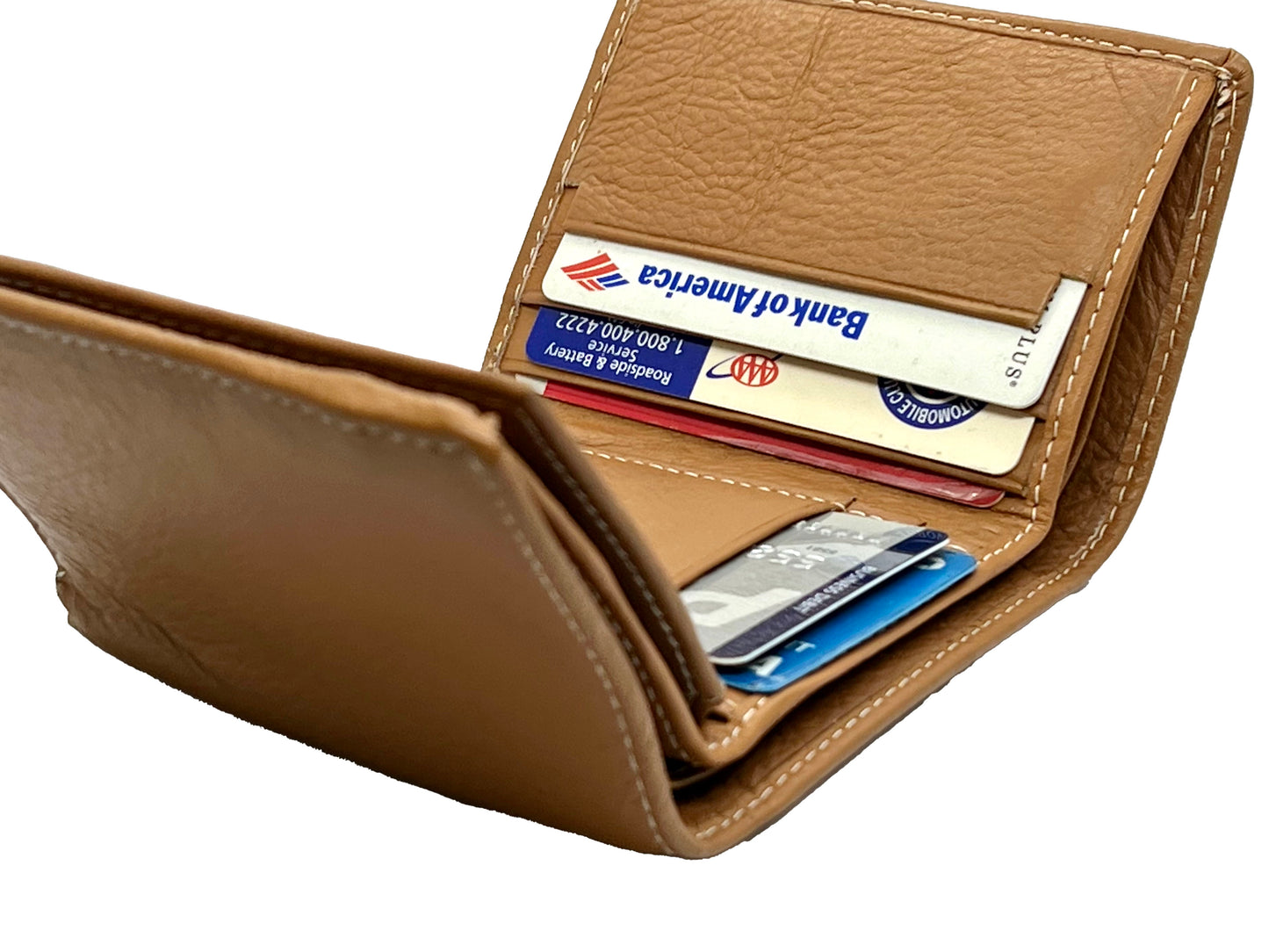 RFID Blocking Premium Leather enter Flap Trifold Wallet Center Flap
