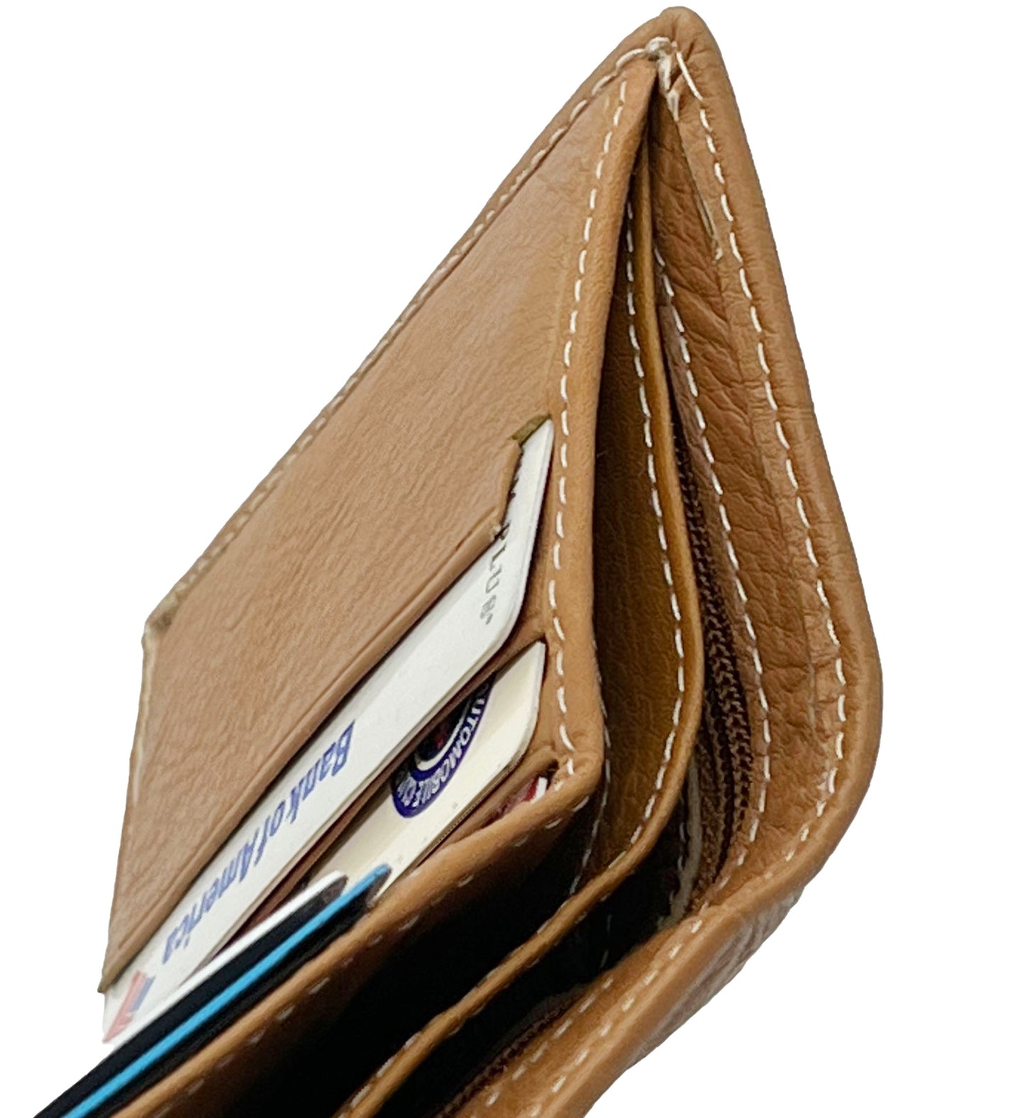 RFID Blocking Premium Leather enter Flap Trifold Wallet Center Flap