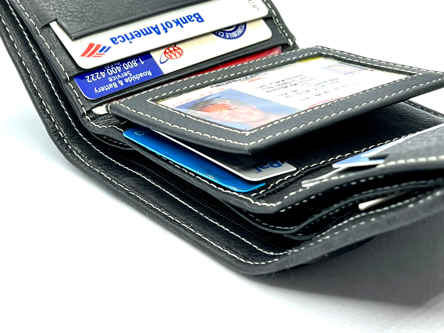 RFID Blocking Premium Leather enter Flap Trifold Wallet Center Flap