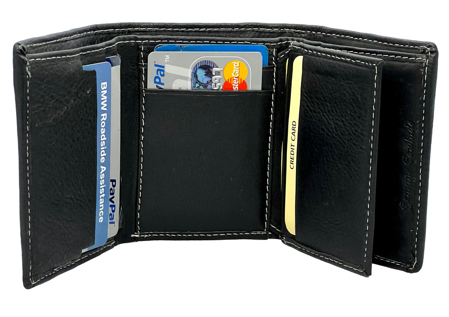 RFID Blocking Premium Leather enter Flap Trifold Wallet Center Flap