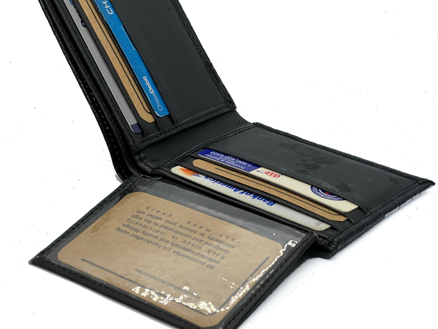 Genuine Leather Men's Croc Print Bifold Wallet Flip Up Card Holder