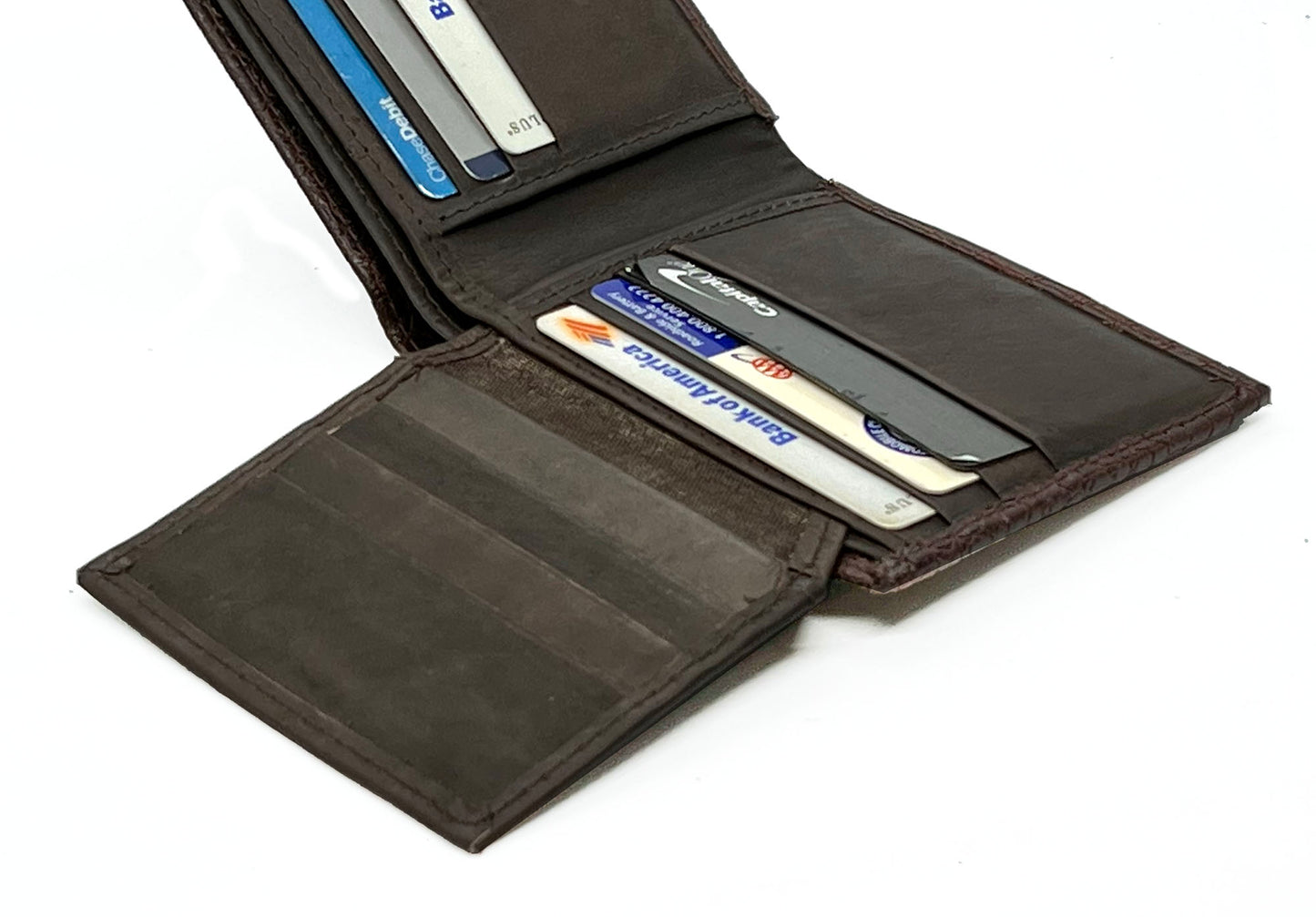 Genuine Leather Men's Croc Print Bifold Wallet Flip Up Card Holder