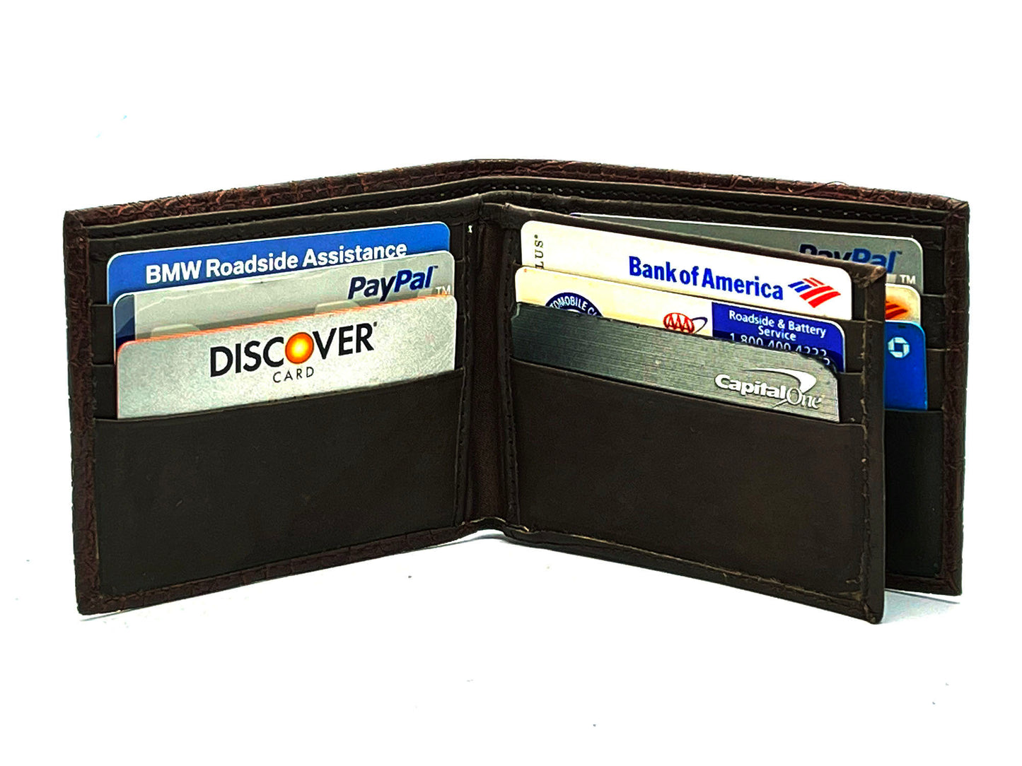 Genuine Leather Croc Print Men's Bifold Wallet Credit Card Holder