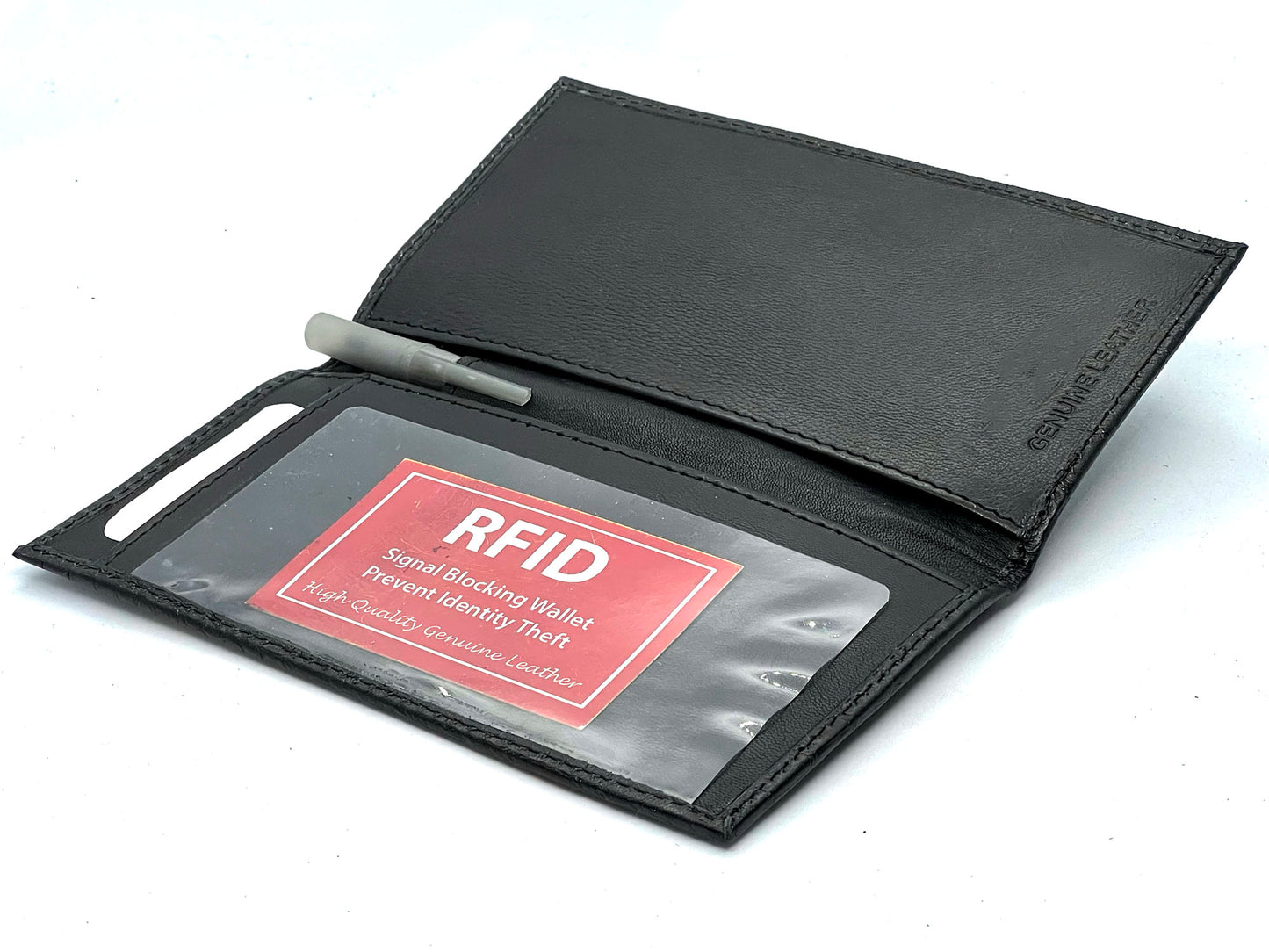RFID Blocking Genuine Leather Croc Print Checkbook Cover Holder ID Card Wallet
