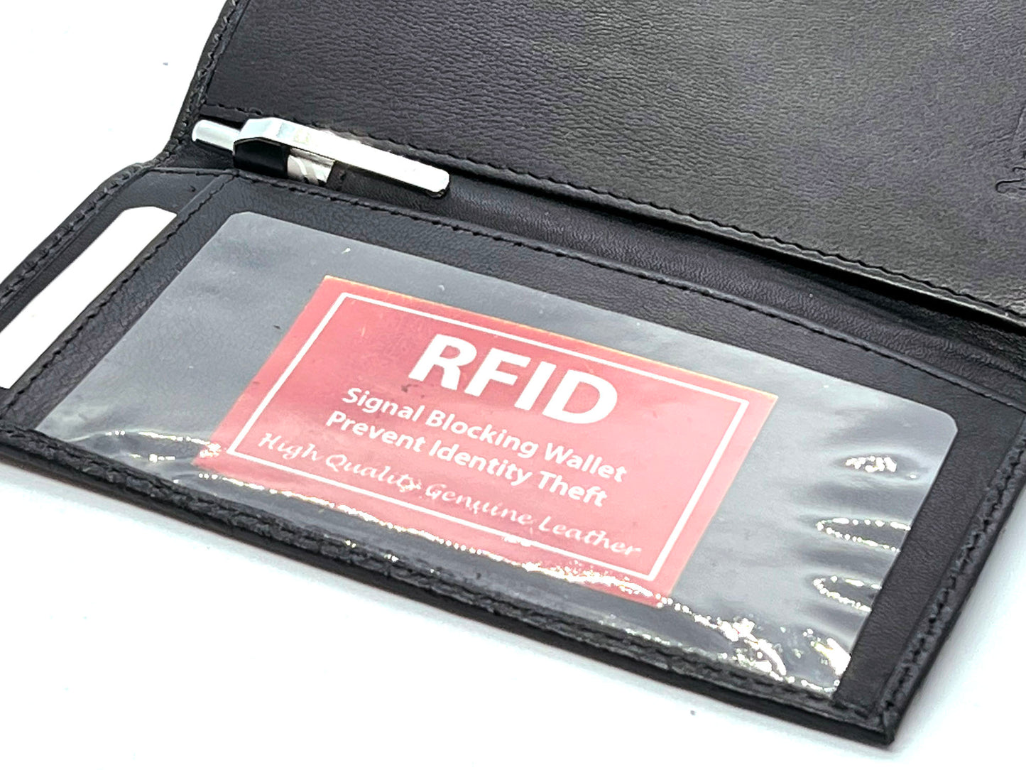 RFID Blocking Genuine Leather Croc Print Checkbook Cover Holder ID Card Wallet