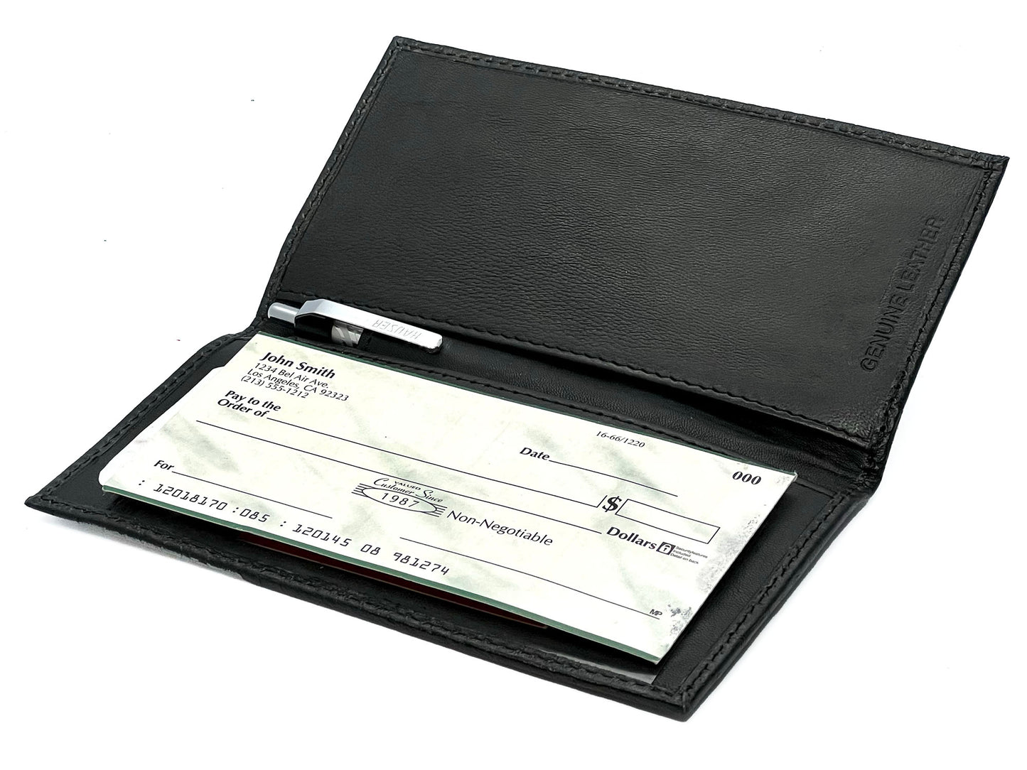 RFID Blocking Genuine Leather Plain Checkbook Cover Holder Thin ID Card Wallet
