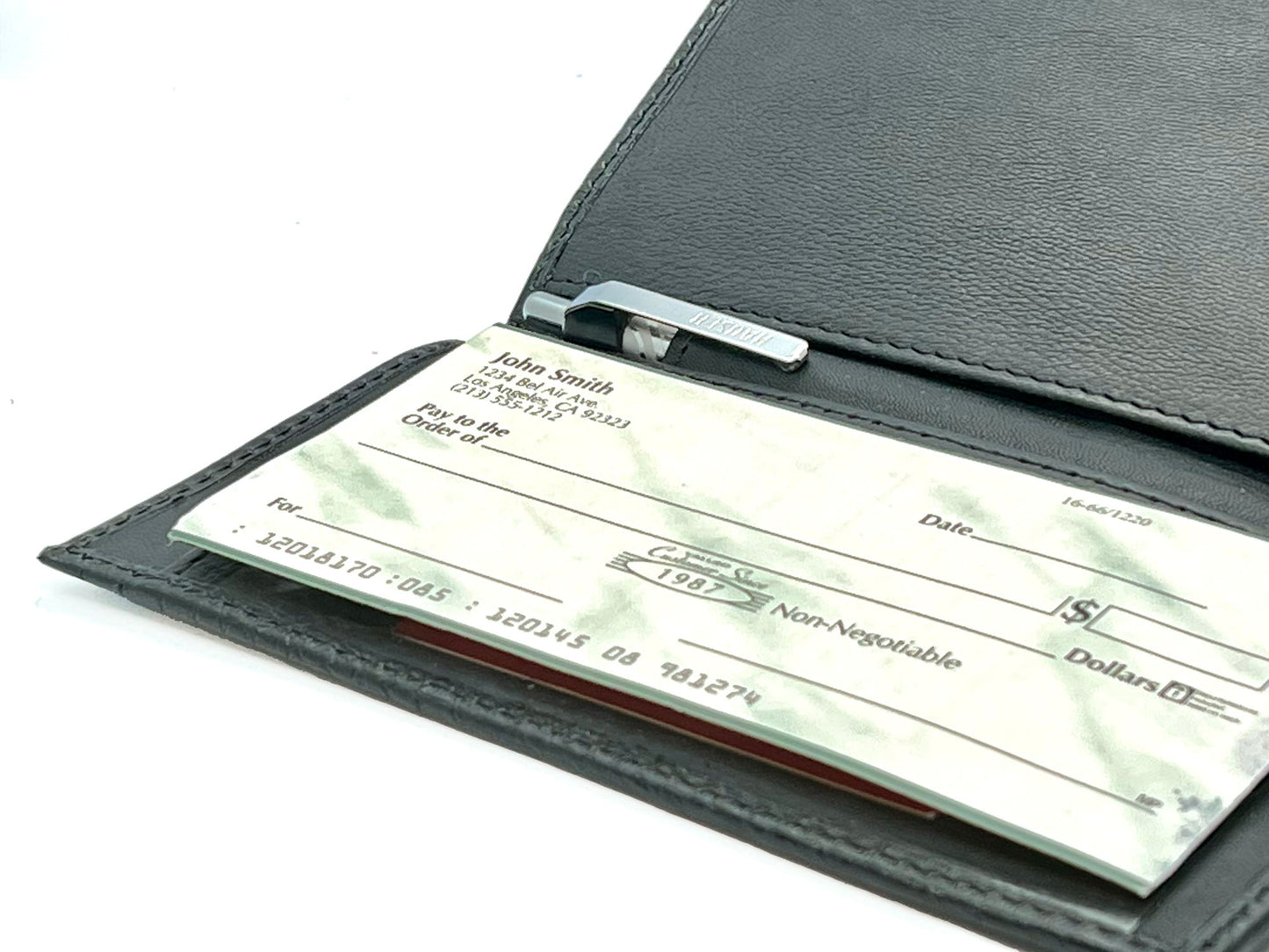 RFID Blocking Genuine Leather Plain Checkbook Cover Holder Thin ID Card Wallet