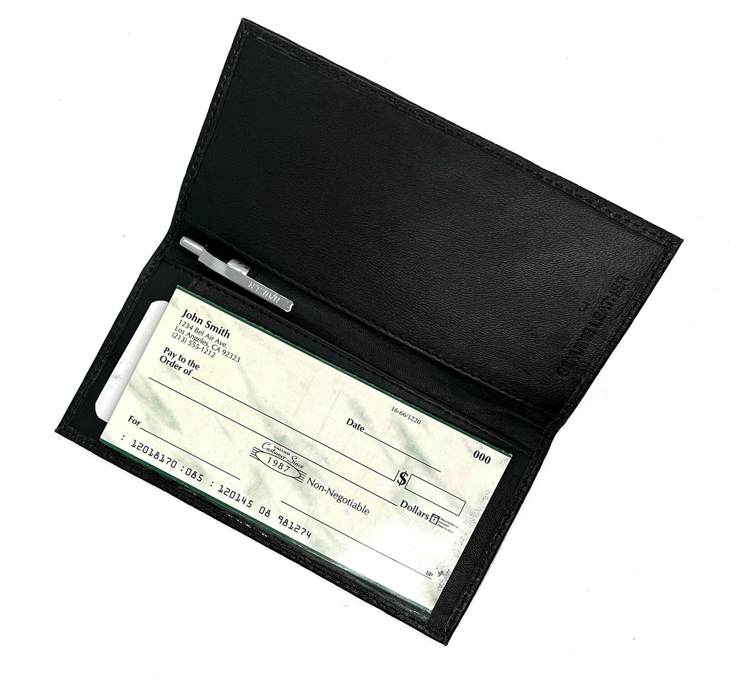 RFID Blocking Genuine Leather Croc Print Checkbook Cover Holder ID Card Wallet