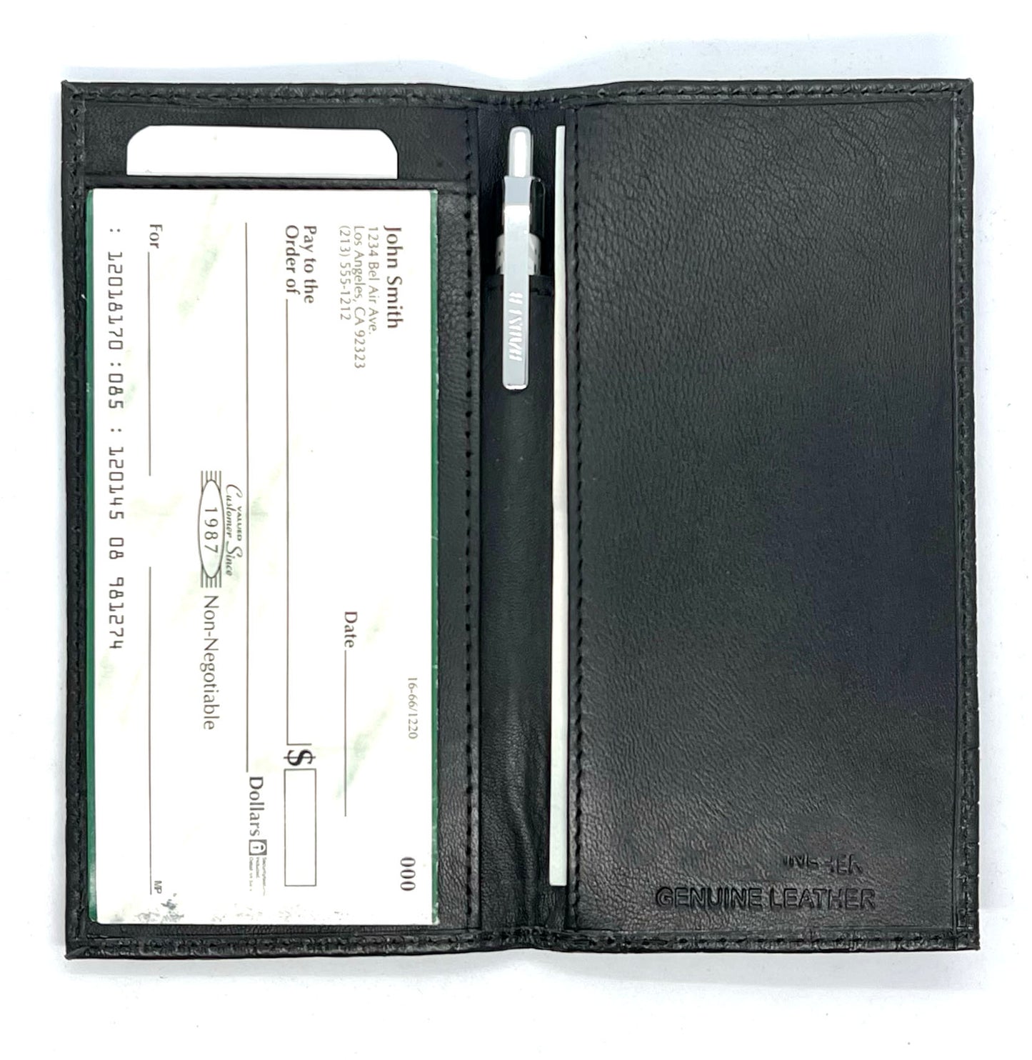 RFID Blocking Genuine Leather Croc Print Checkbook Cover Holder ID Card Wallet