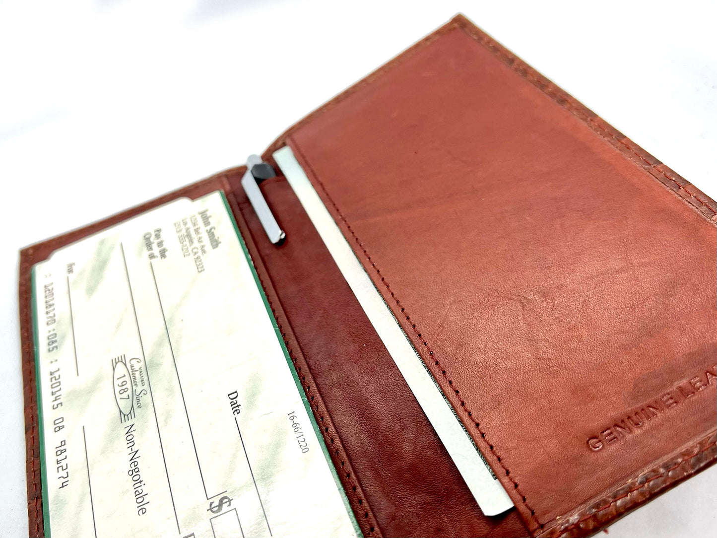 RFID Blocking Genuine Leather Croc Print Checkbook Cover Holder ID Card Wallet