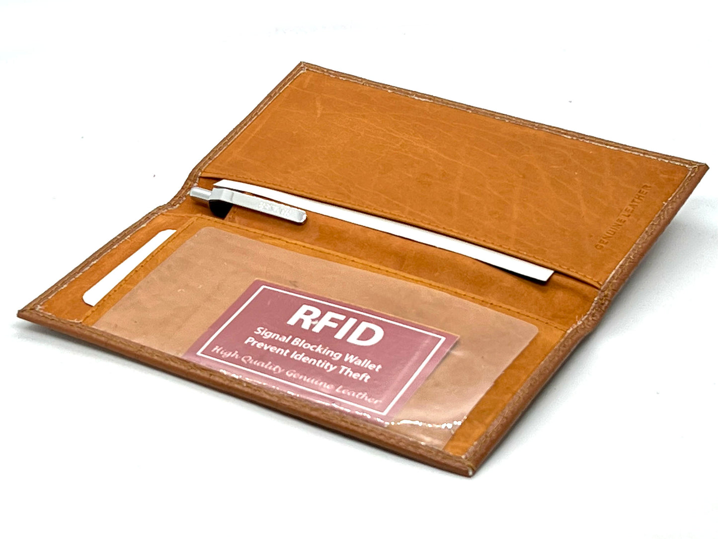 RFID Blocking Genuine Leather Croc Print Checkbook Cover Holder ID Card Wallet