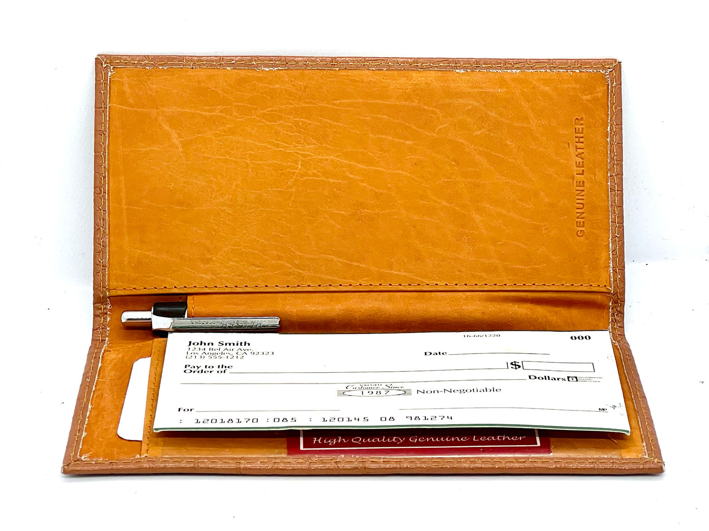 RFID Blocking Genuine Leather Croc Print Checkbook Cover Holder ID Card Wallet