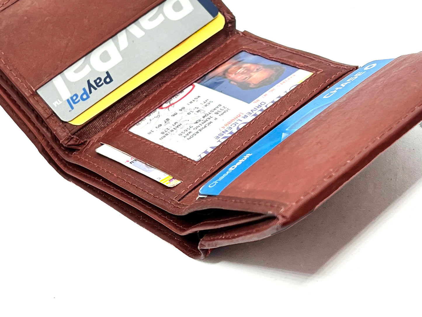 RFID Blocking Men's Trifold Wallet Extra Capacity Multi ID Card Slot Center Flap