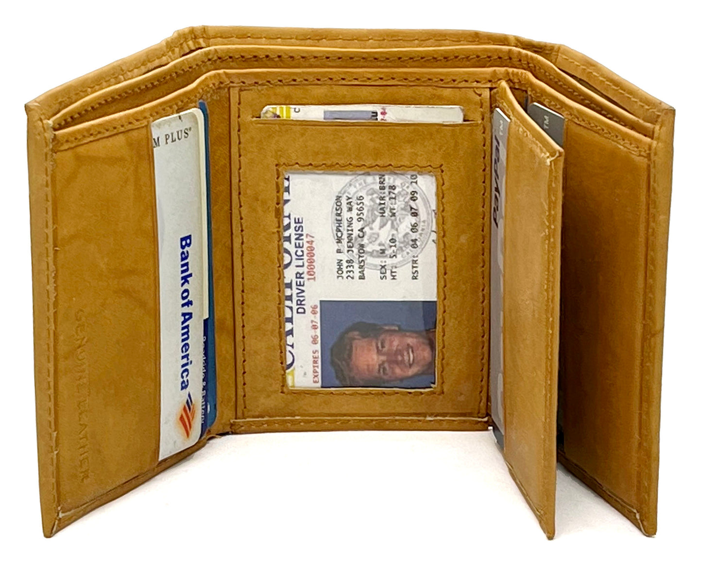 RFID Blocking Men's Trifold Wallet Extra Capacity Multi ID Card Slot Center Flap
