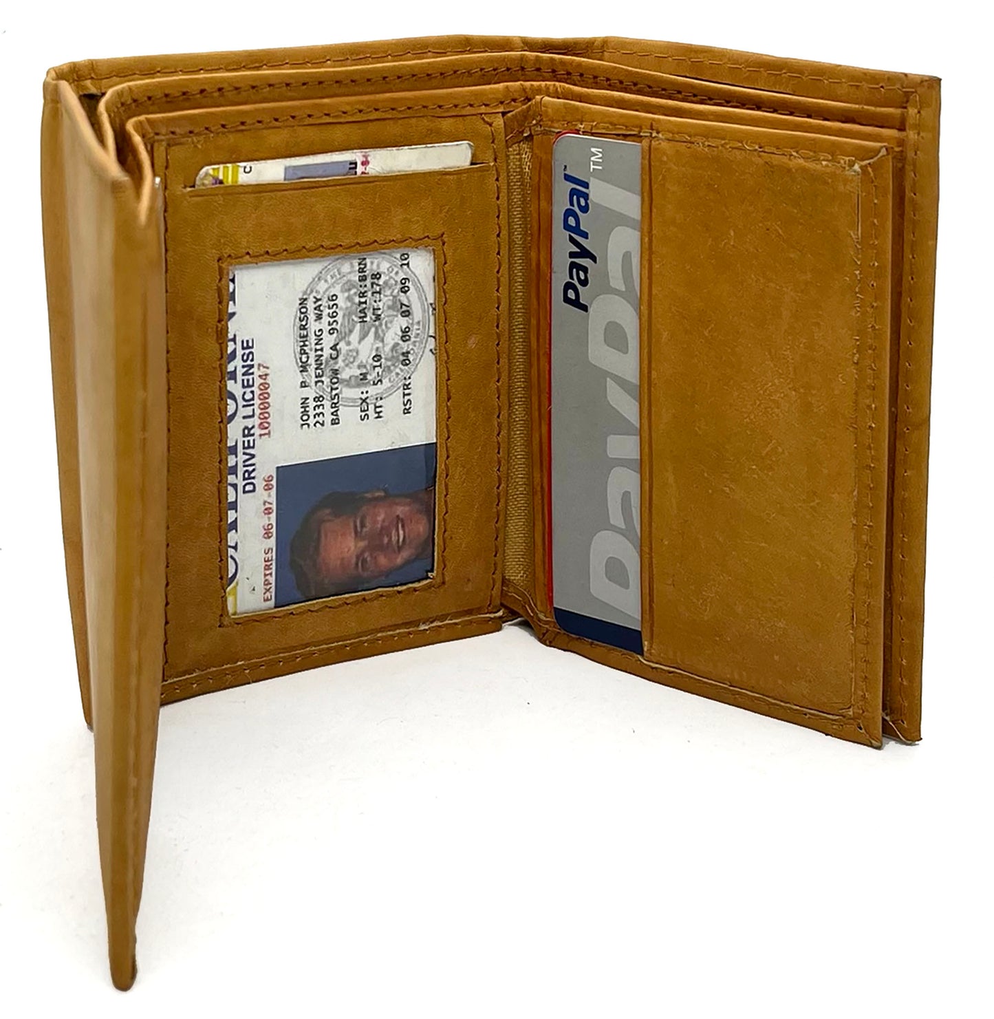 RFID Blocking Men's Trifold Wallet Extra Capacity Multi ID Card Slot Center Flap