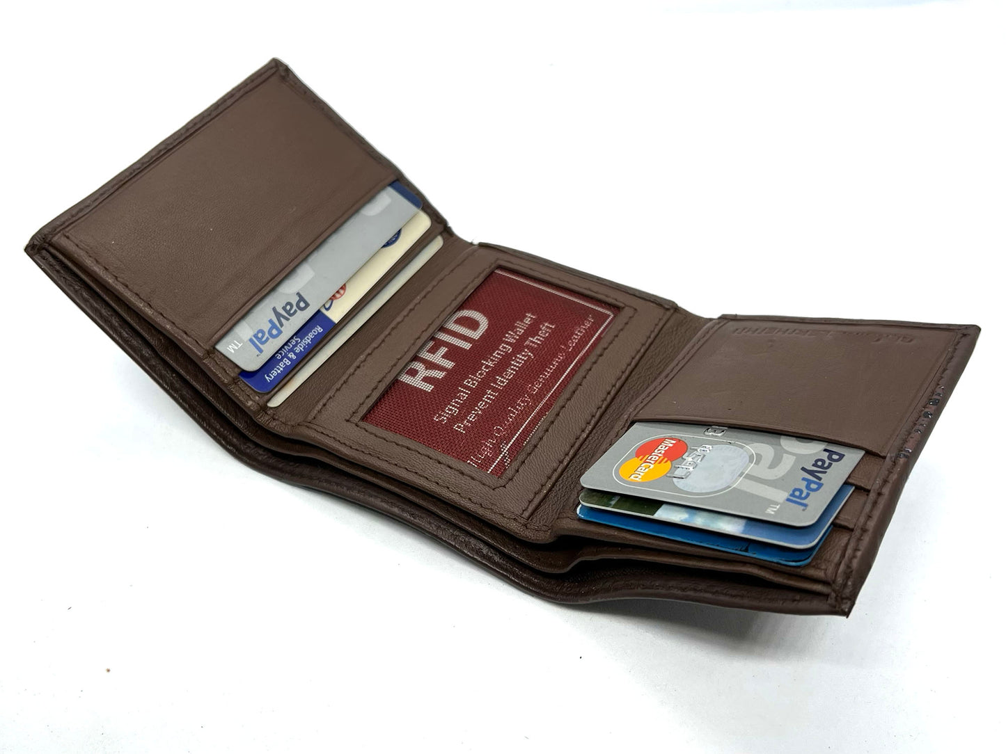 Hunter Brown RFID Blocking Men's Trifold Wallet Multi ID Card Holder