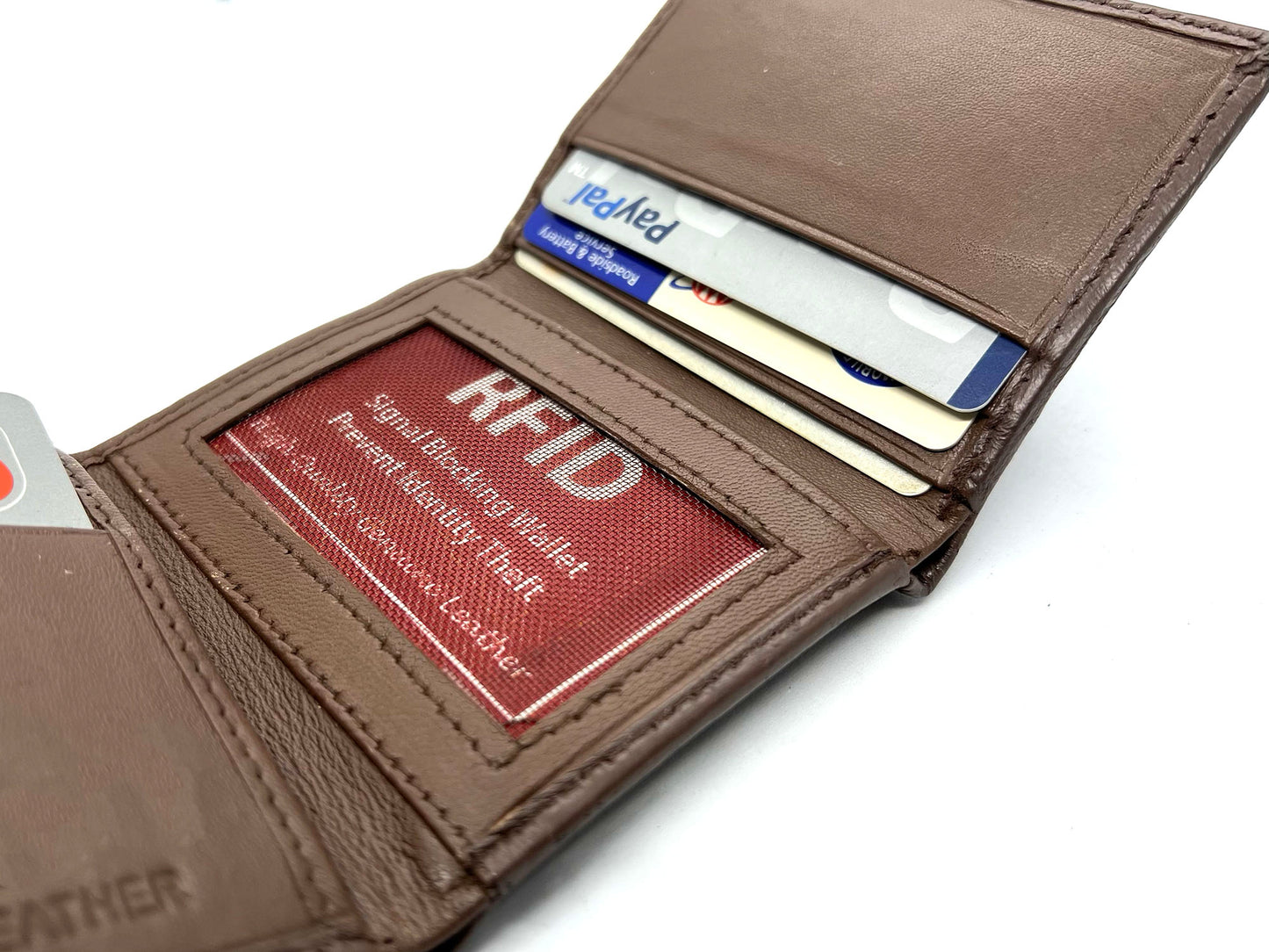Hunter Brown RFID Blocking Men's Trifold Wallet Multi ID Card Holder
