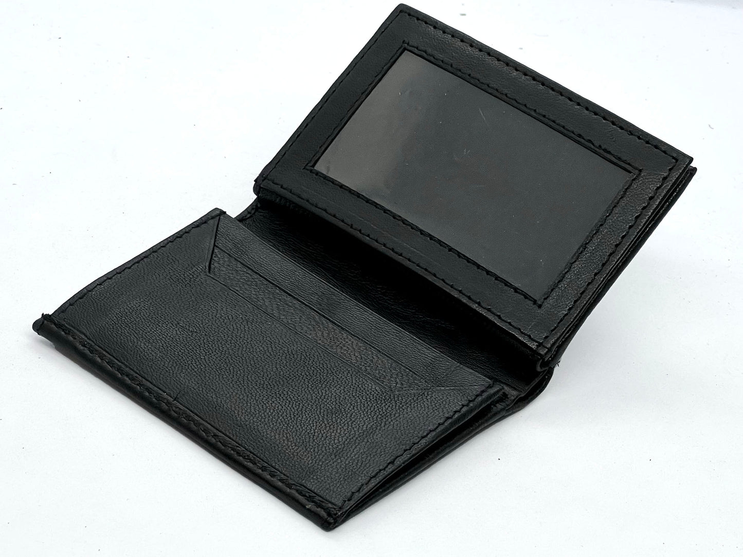 RFID Blocking Men's Genuine Leather ID Bifold 18+ Card Holder Center Flap Compact Wallet