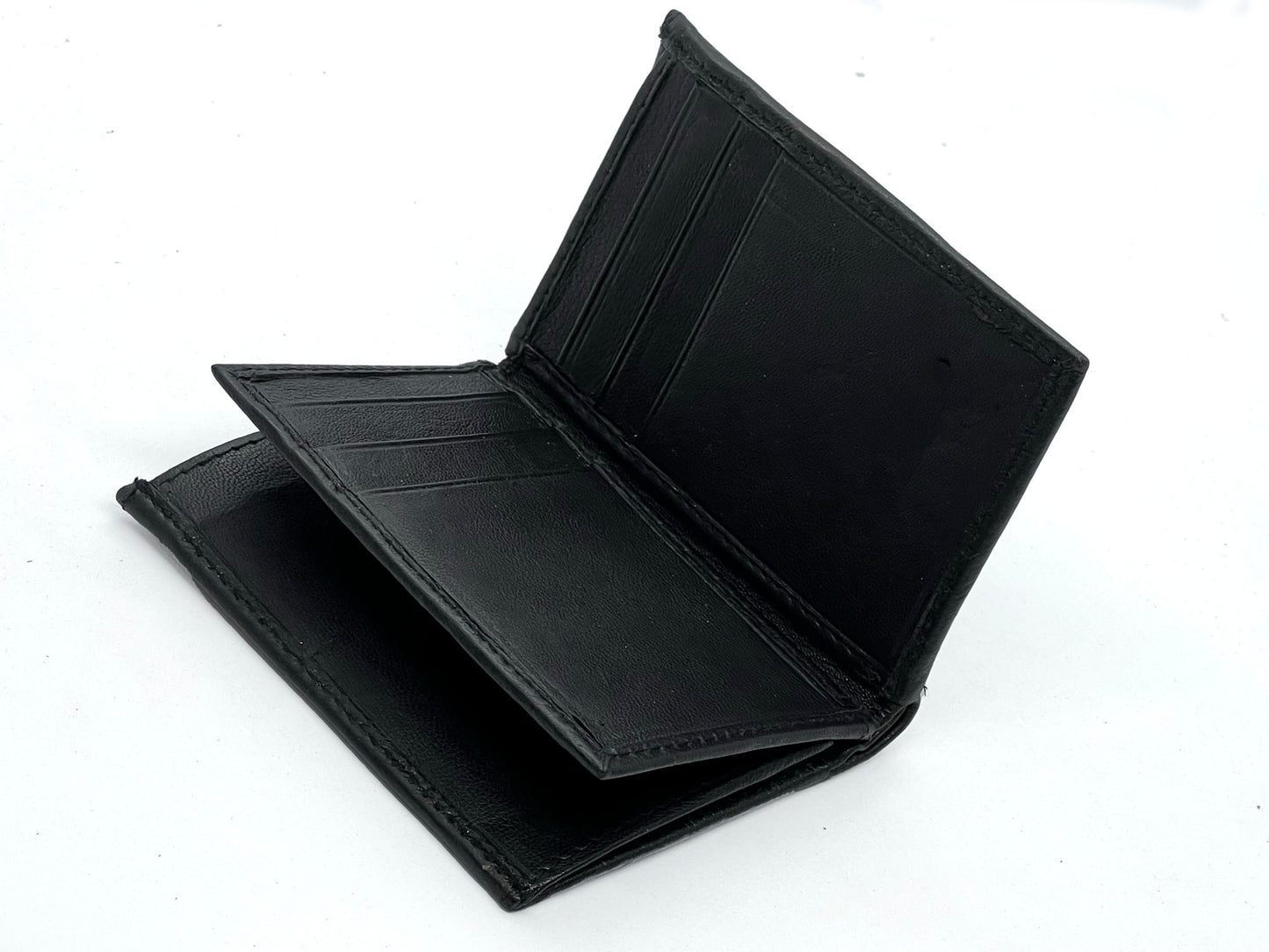RFID Blocking Men's Genuine Leather ID Bifold 18+ Card Holder Center Flap Compact Wallet