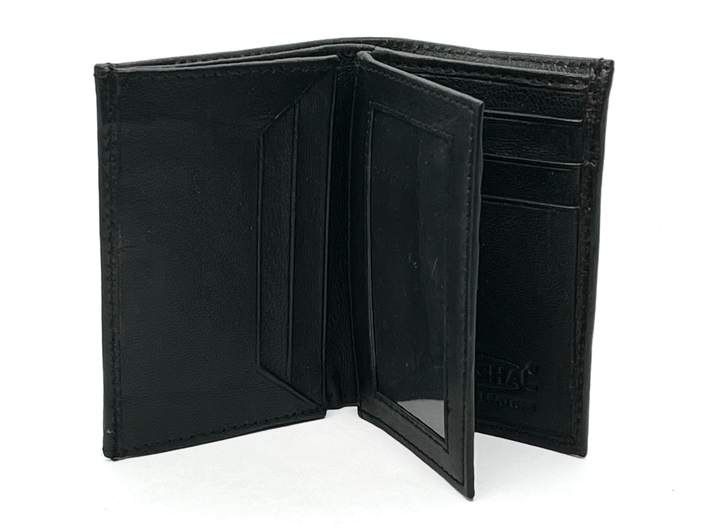 RFID Blocking Men's Genuine Leather ID Bifold 18+ Card Holder Center Flap Compact Wallet