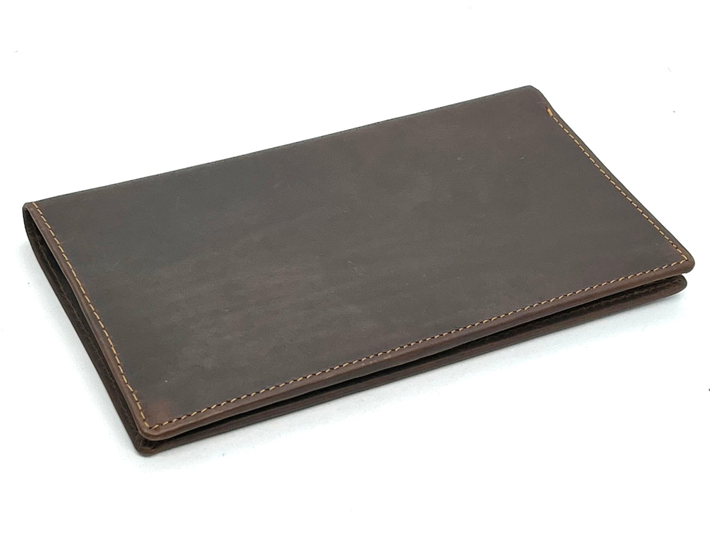 Hunter Brown Brown RFID Blocking Vintage Hunter Leather Men's Checkbook Wallet Full Grain Cowhide Center Credit Card Organizer