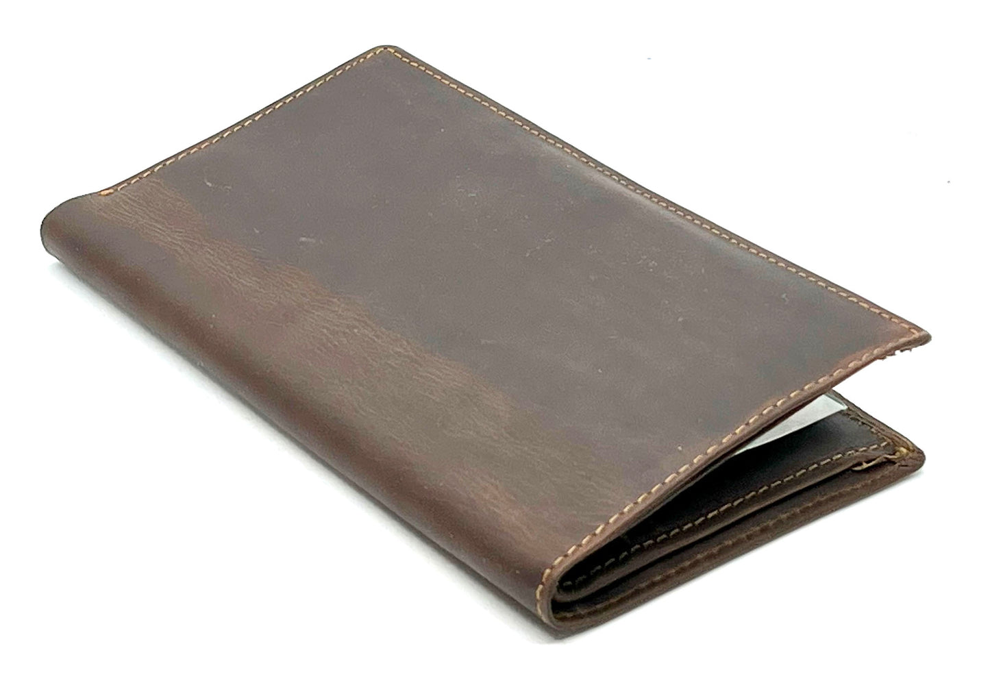 Hunter Brown Brown RFID Blocking Vintage Hunter Leather Men's Checkbook Wallet Full Grain Cowhide Center Credit Card Organizer