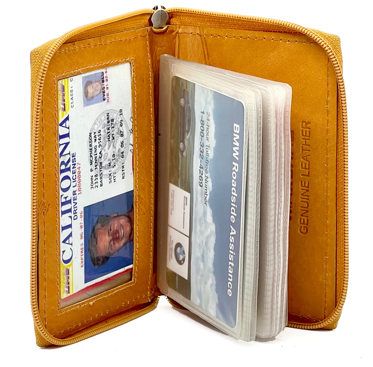 RFID Blocking Leather Bifold Wallet Zip Around ID Business Credit Cards Plaster Inserts
