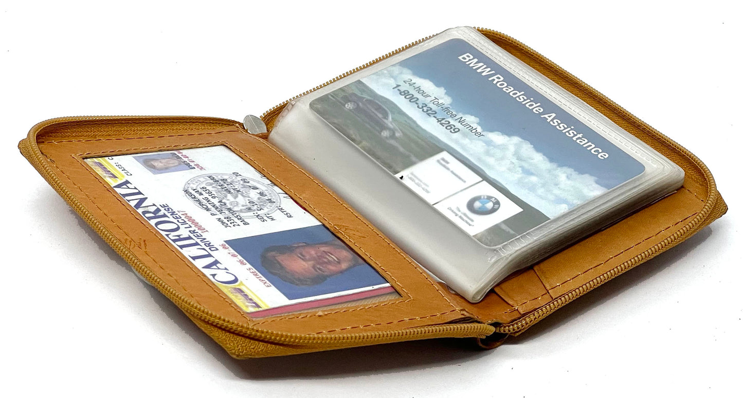 RFID Blocking Leather Bifold Wallet Zip Around ID Business Credit Cards Plaster Inserts