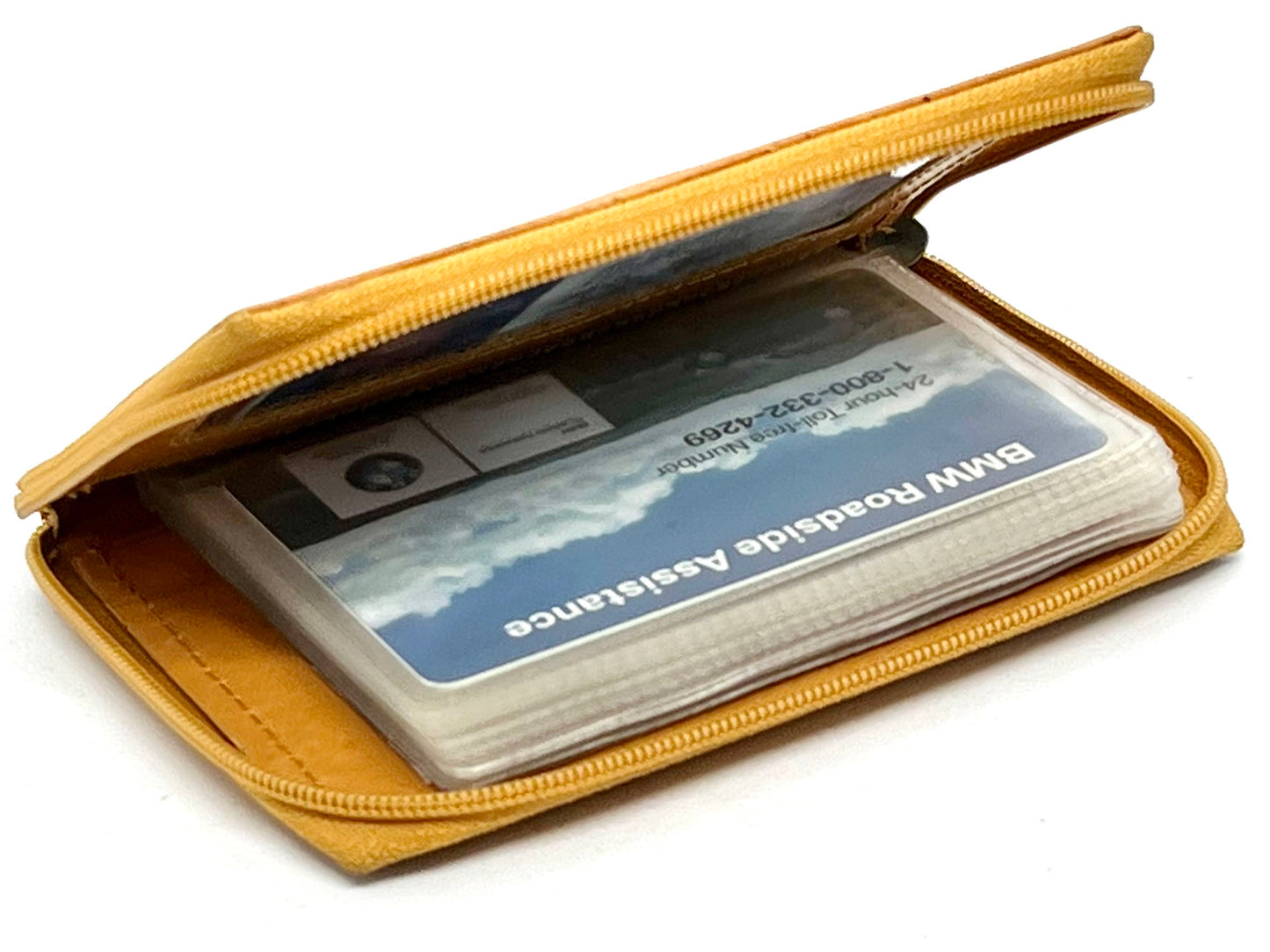 RFID Blocking Leather Bifold Wallet Zip Around ID Business Credit Cards Plaster Inserts