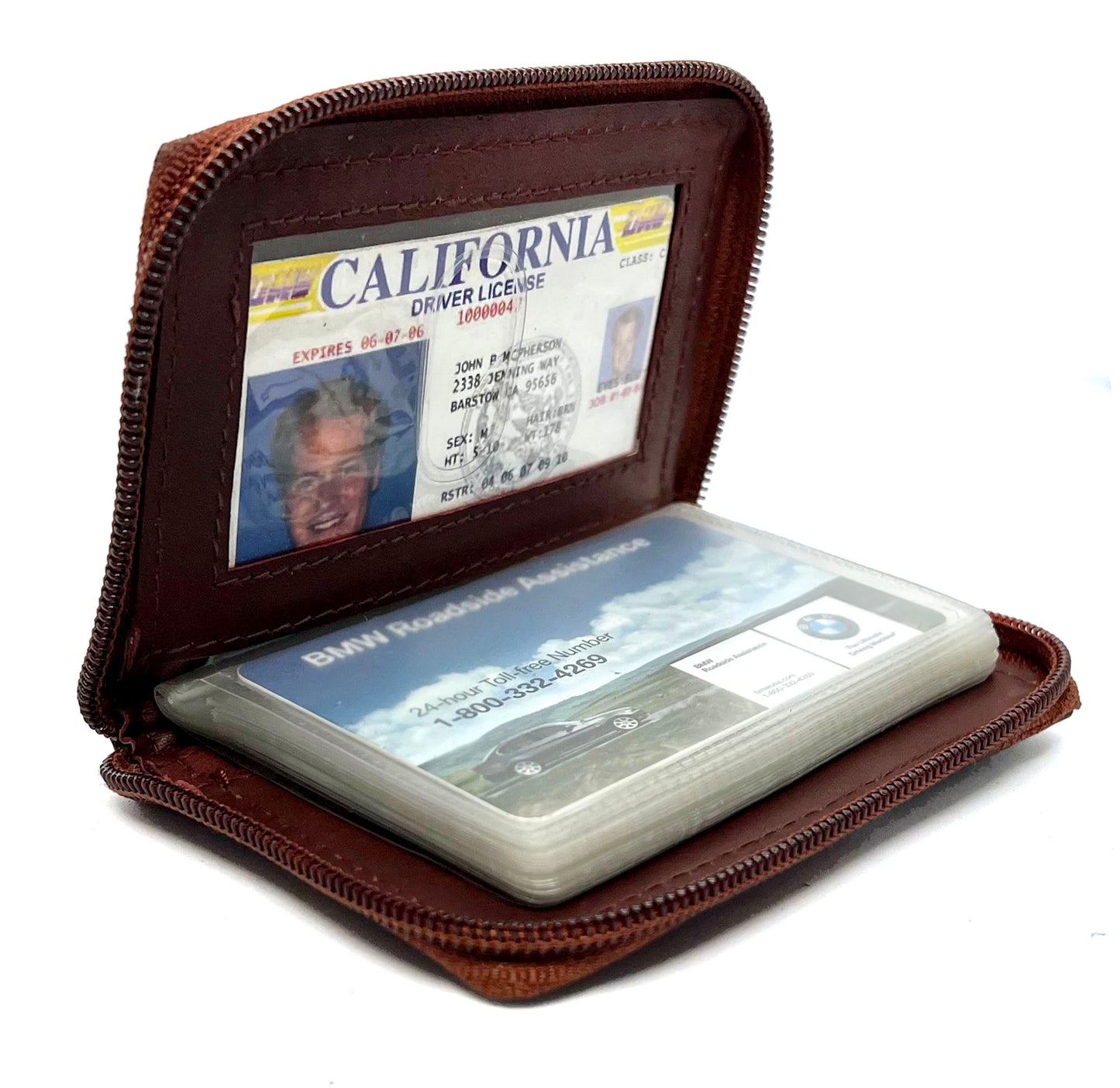 RFID Blocking Leather Bifold Wallet Zip Around ID Business Credit Cards Plaster Inserts