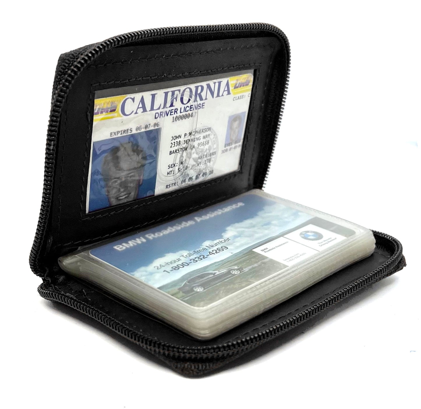 RFID Blocking Leather Bifold Wallet Zip Around ID Business Credit Cards Plaster Inserts