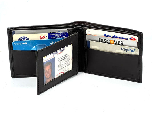 RFID Blocking Men's Bifold Wallet Multi Card Center Flap ID Holder